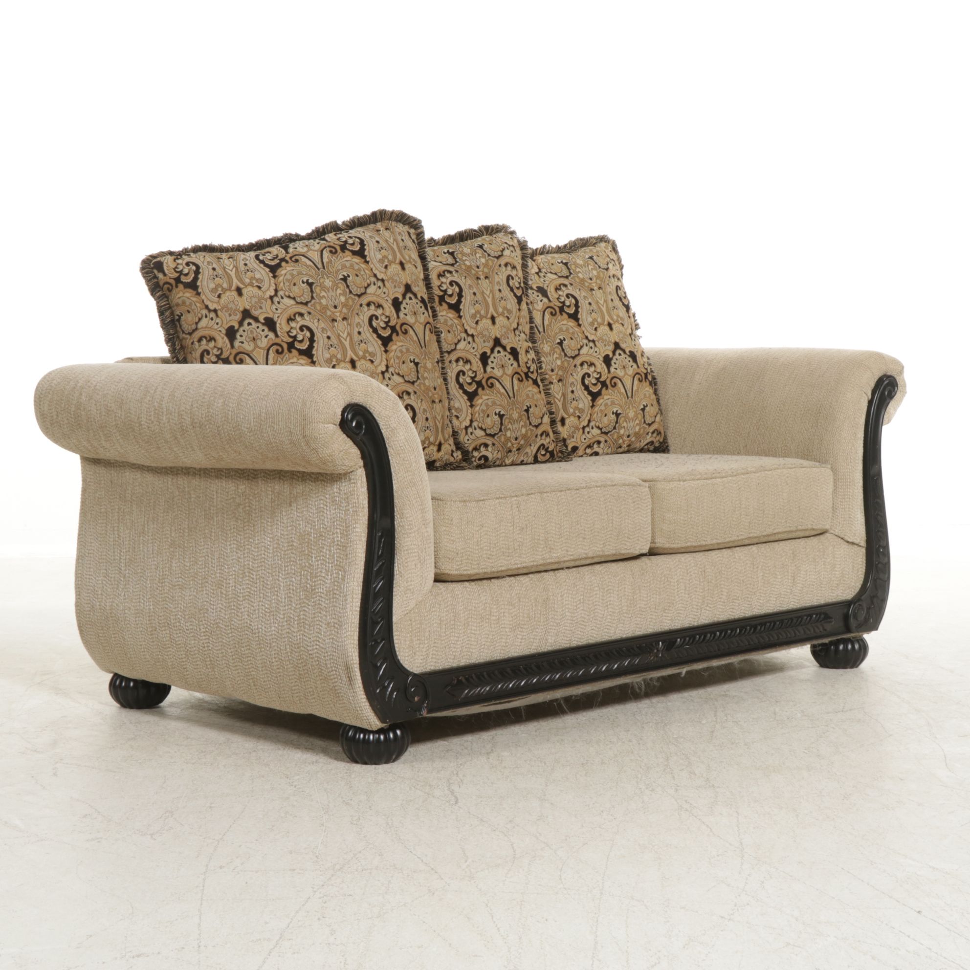 Washington Furniture Empire Style Sofa with Accent Pillows, 21st Century