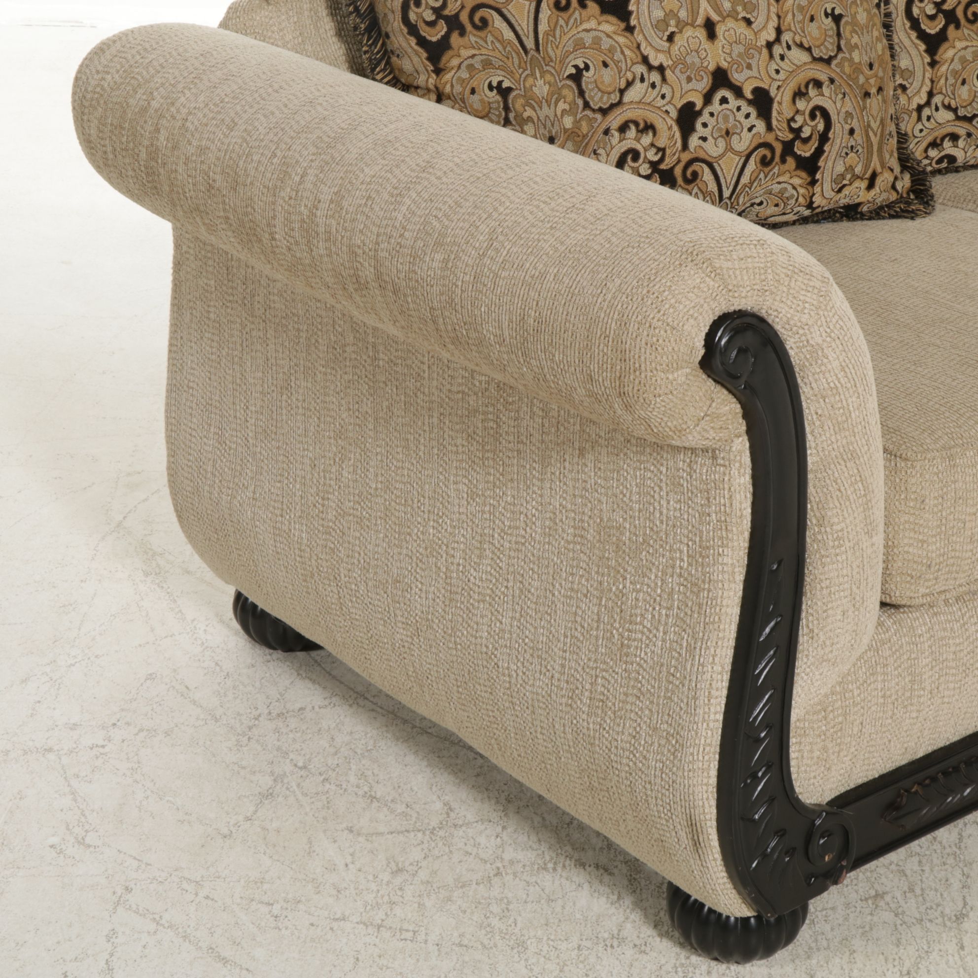 Washington Furniture Empire Style Sofa with Accent Pillows, 21st Century