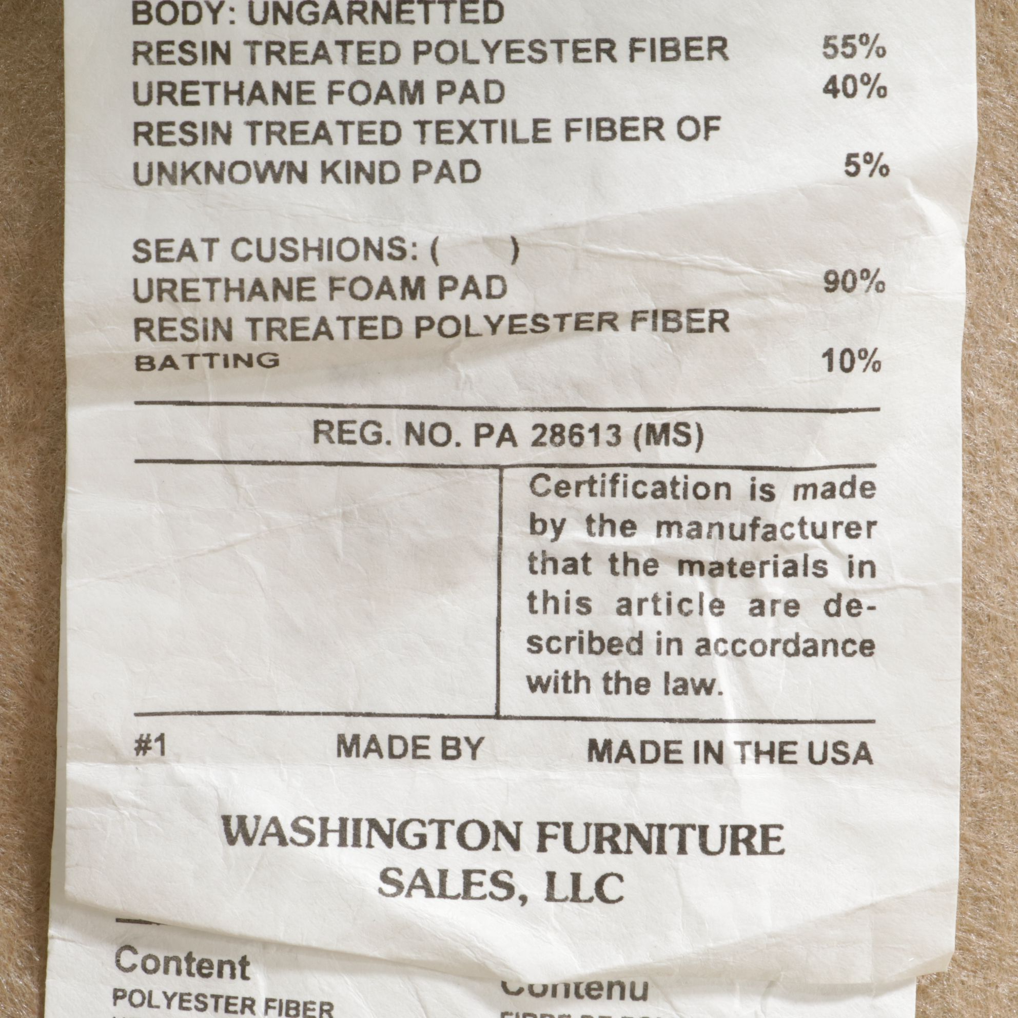 Washington Furniture Empire Style Sofa with Accent Pillows, 21st Century
