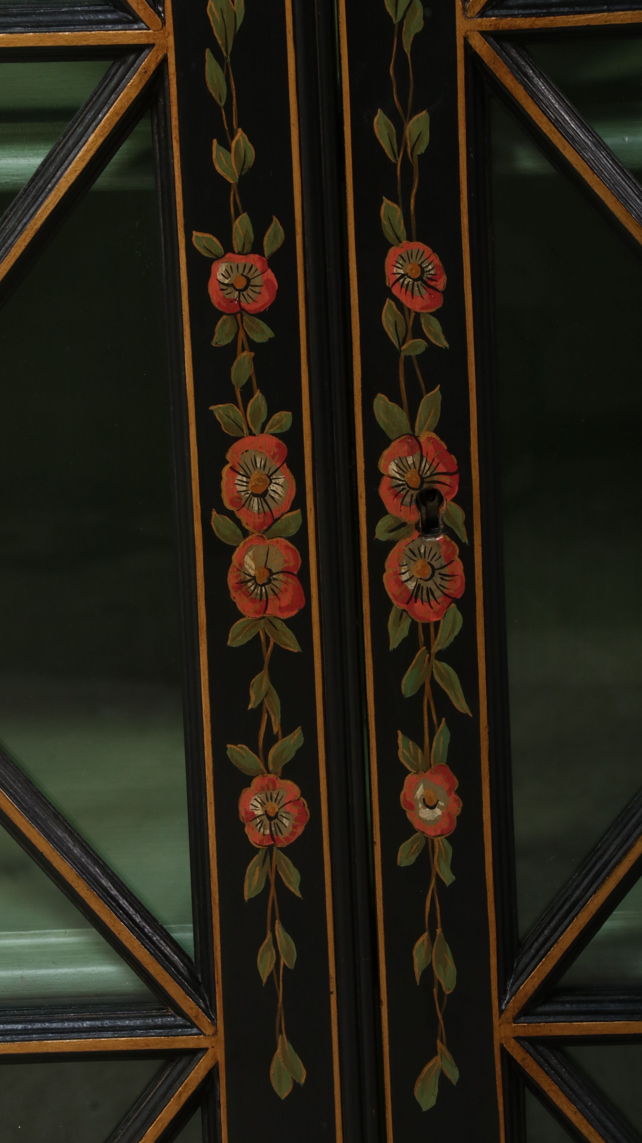 Chinese Style Lacquered Breakfront China Cabinet
