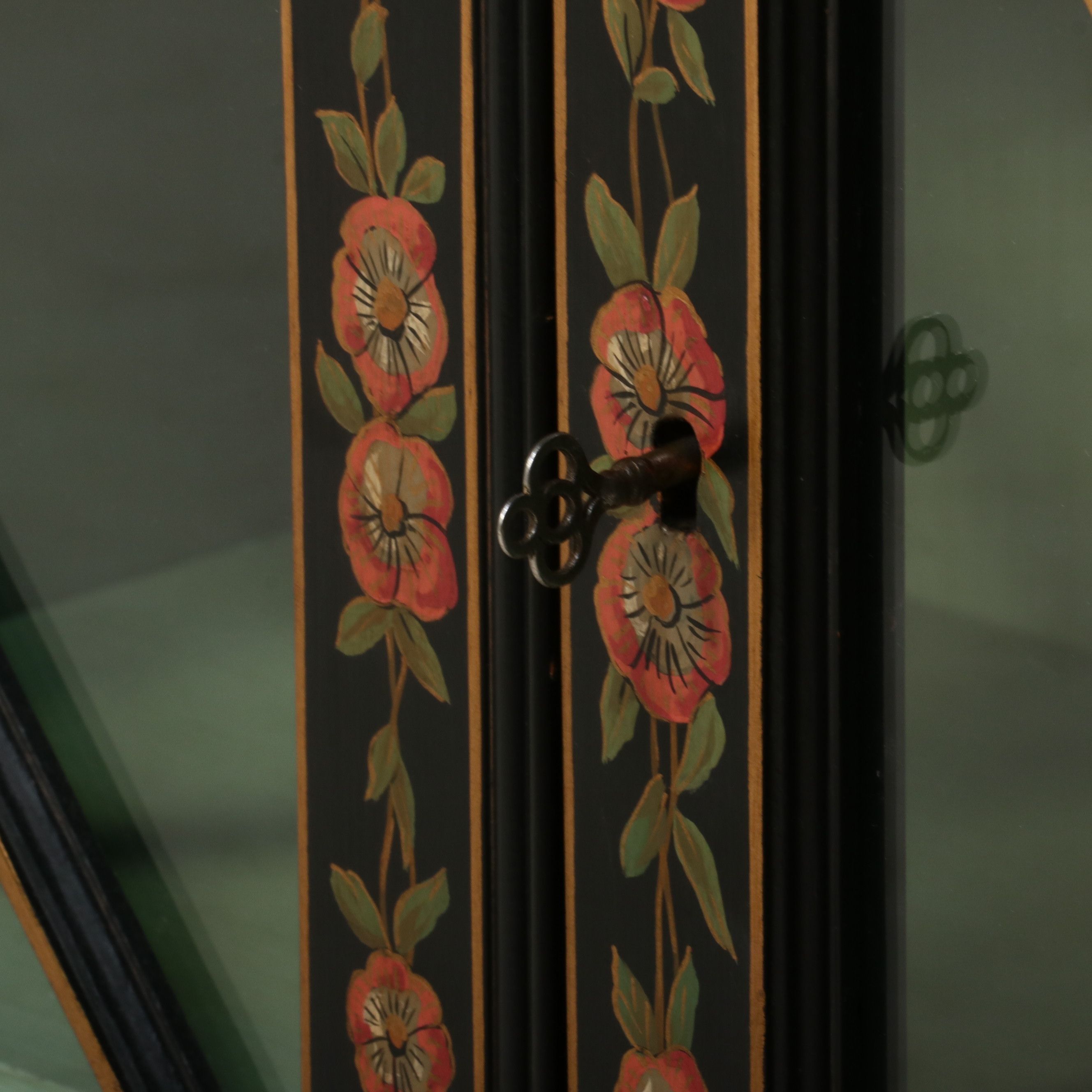 Chinese Style Lacquered Breakfront China Cabinet