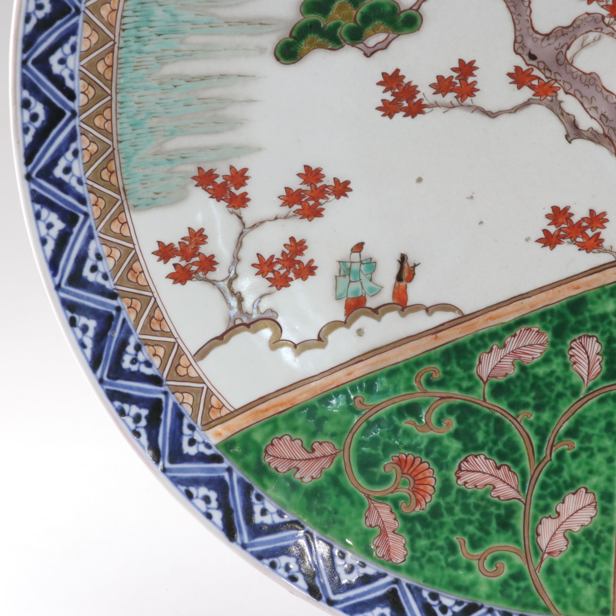 Large Japanese Imari Porcelain Platter with Nature Scene