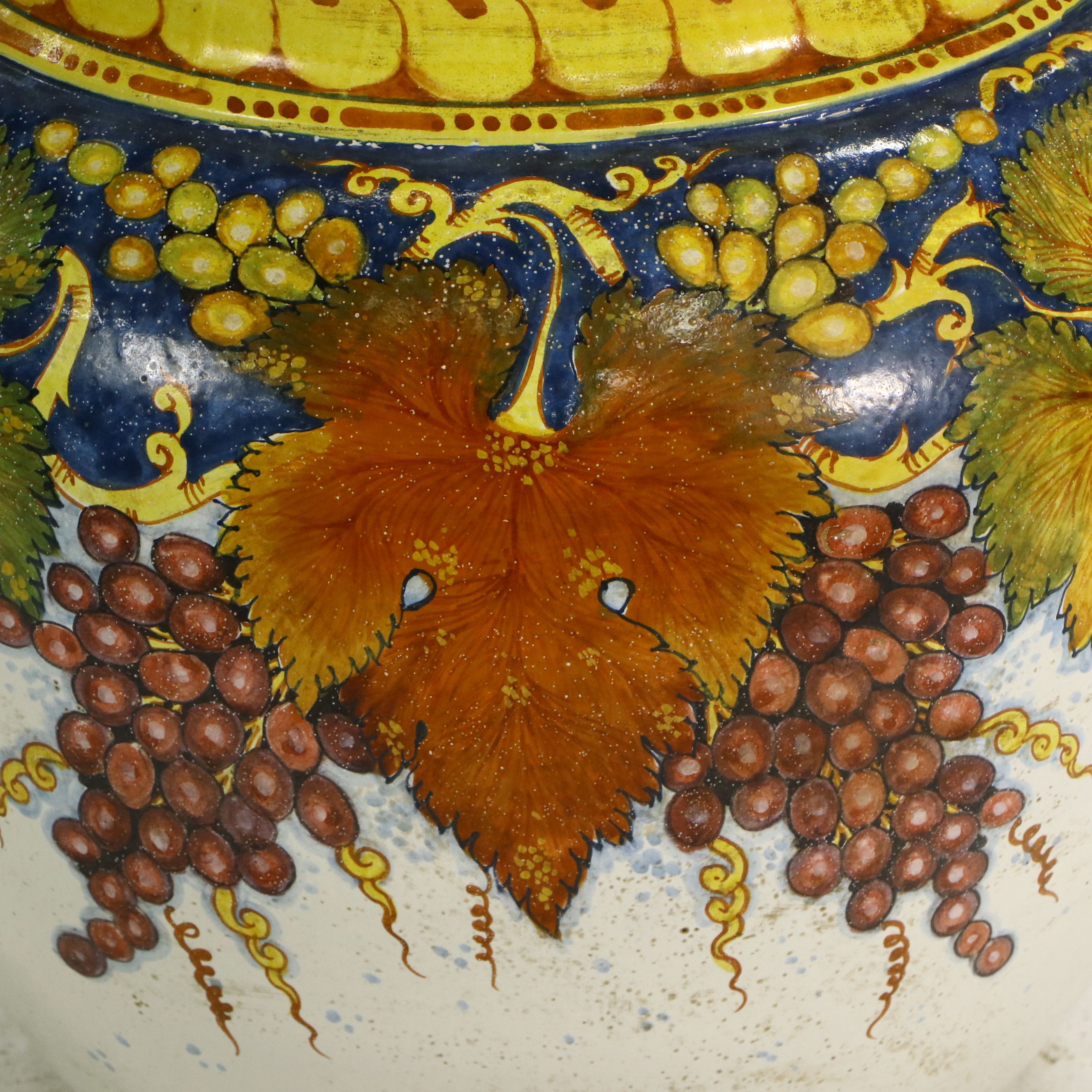 Artist Signed Hand-Painted Polychrome Lugged Ceramic Planter
