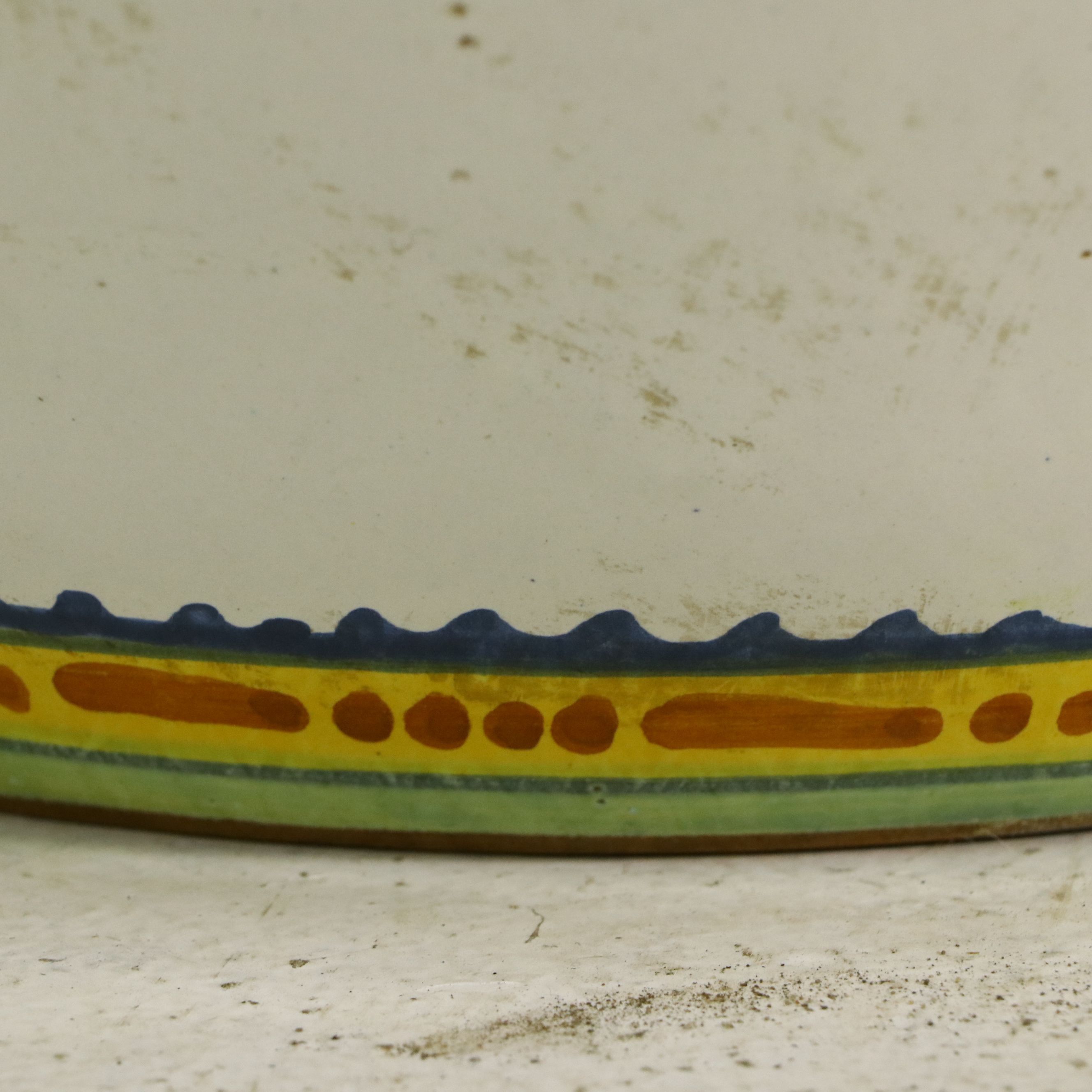 Artist Signed Hand-Painted Polychrome Lugged Ceramic Planter