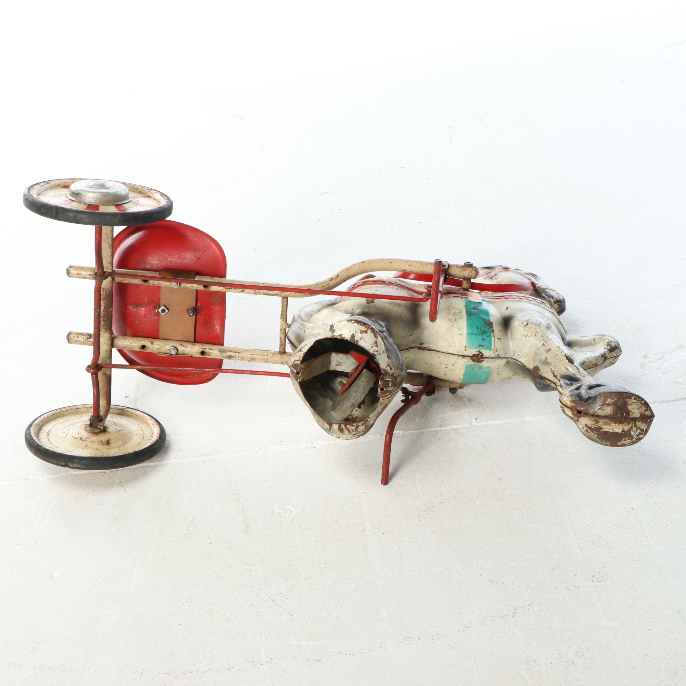 Mobo England Multicolor Pressed Steel Horse Pedal Toy, Mid-20th Century