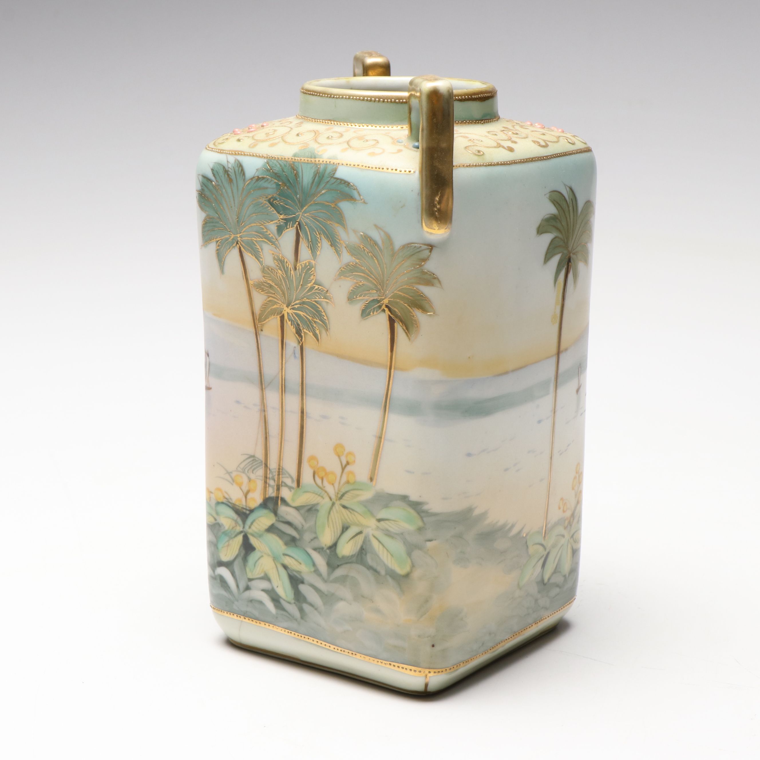 Japanese Hand-Painted Egyptian Landscape Porcelain Vase