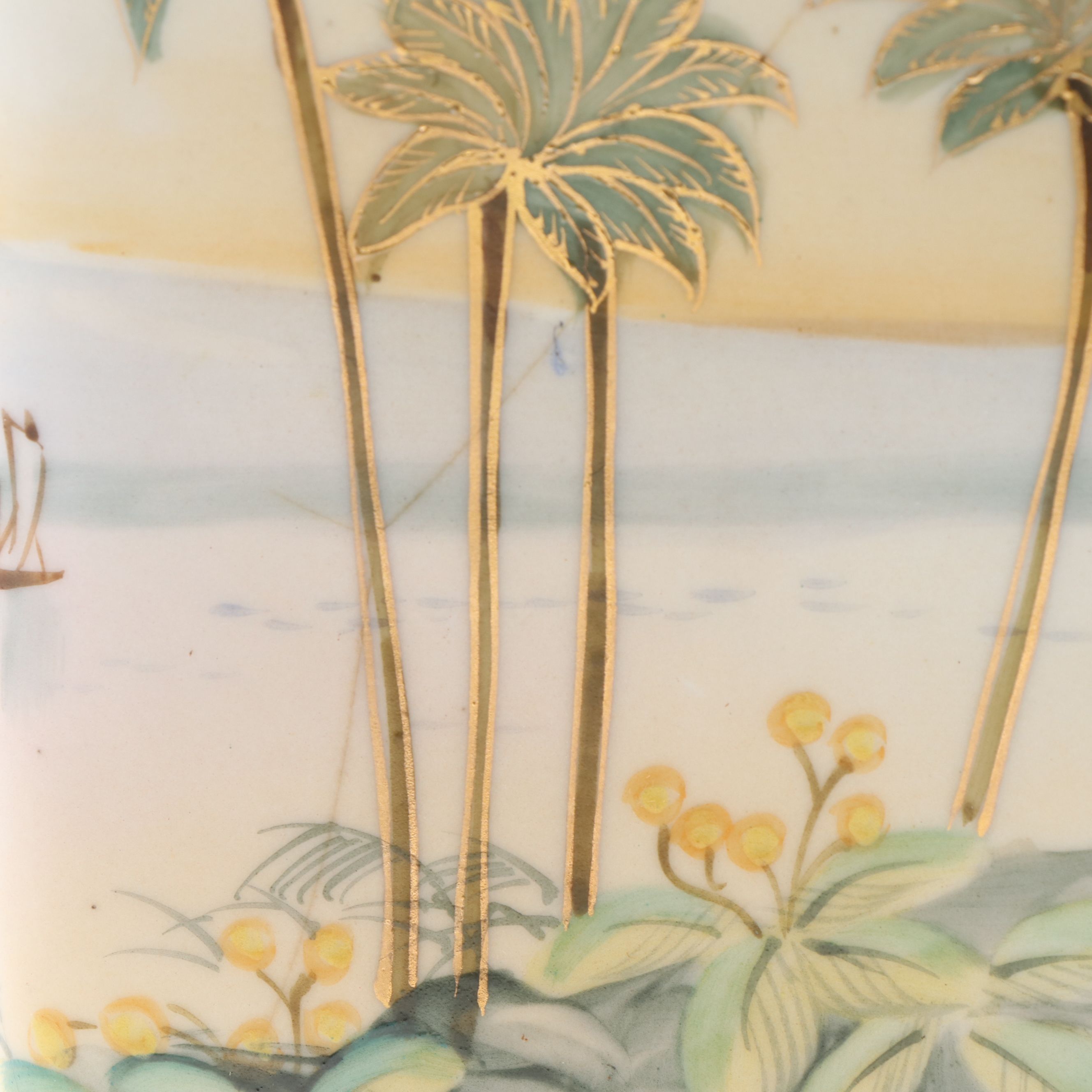 Japanese Hand-Painted Egyptian Landscape Porcelain Vase