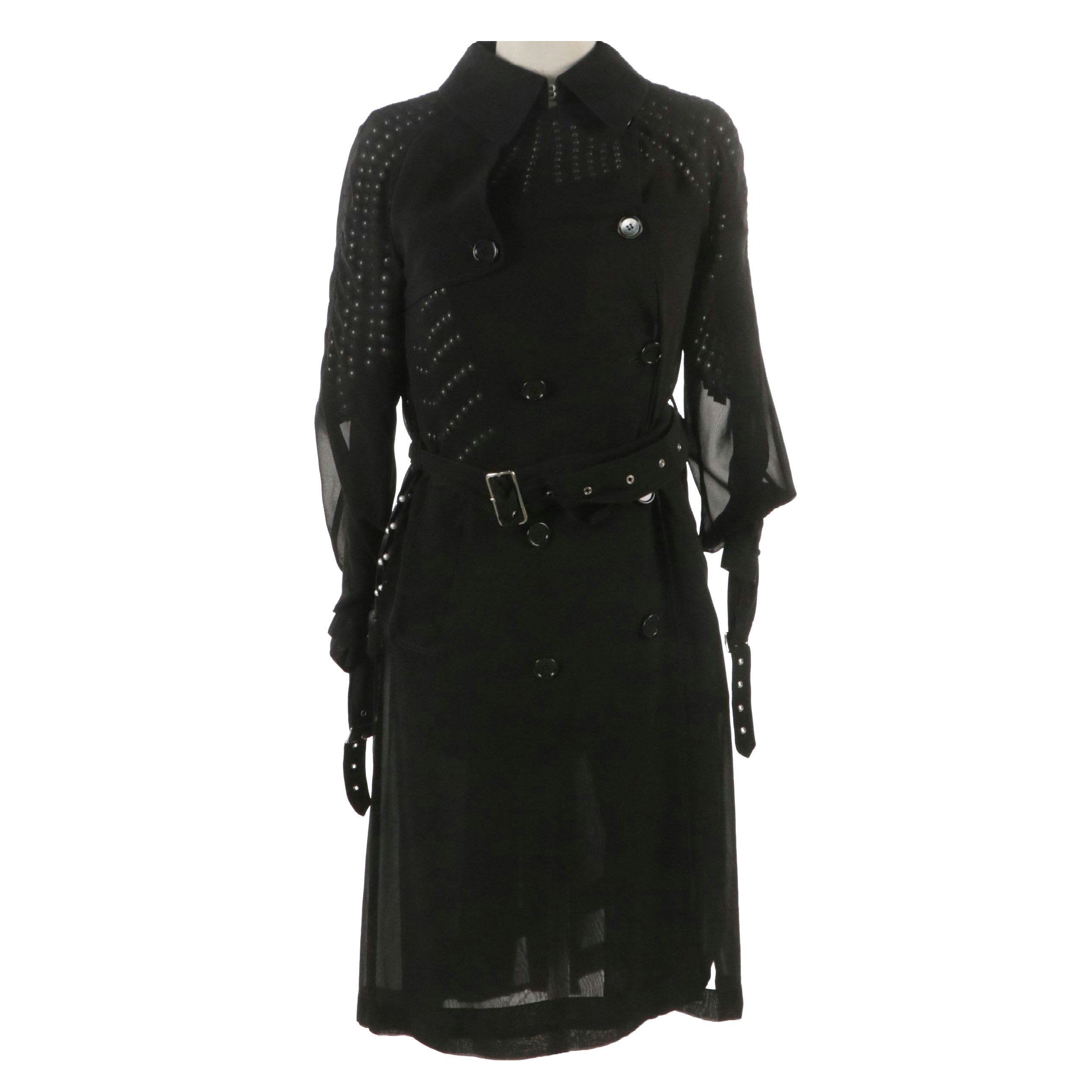 Kei Ninomiya Comme des Garçons Avante-Garde Pearlized Bead & Sheer Trench Dress