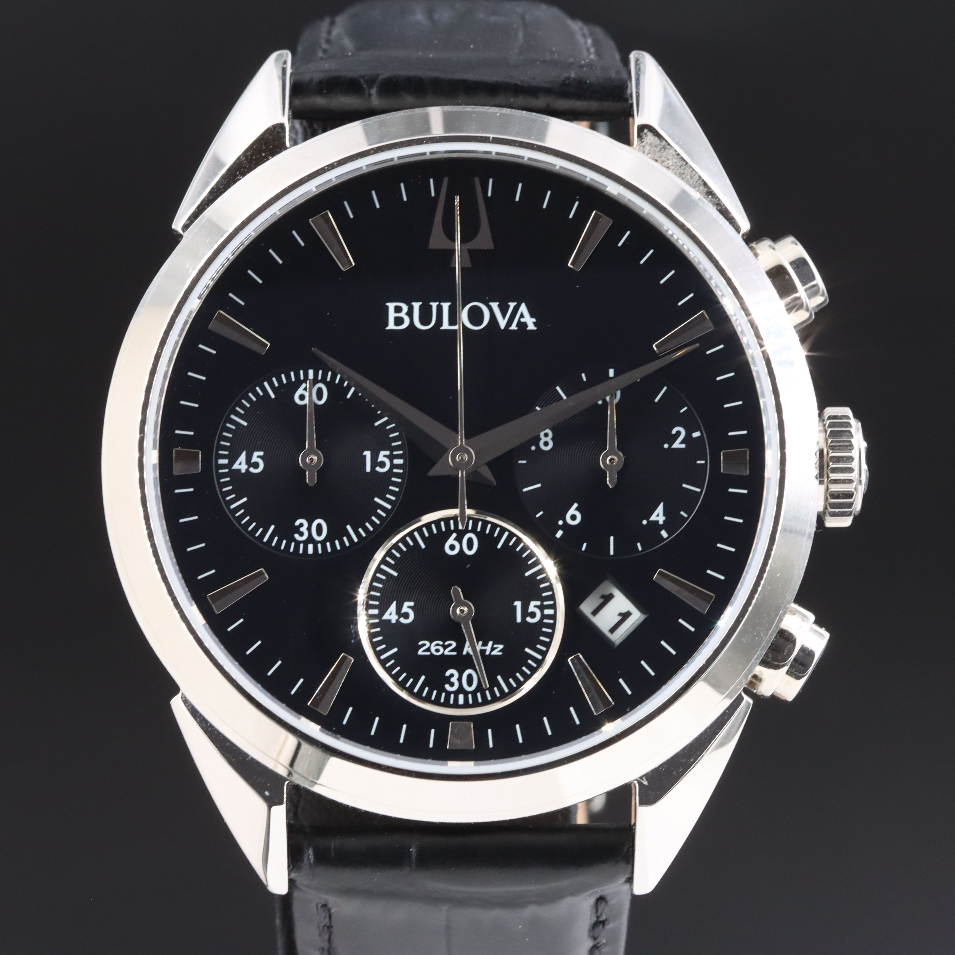 Bulova Sutton Black Dial Stainless Steel Chronograph Quartz Watch #96B371