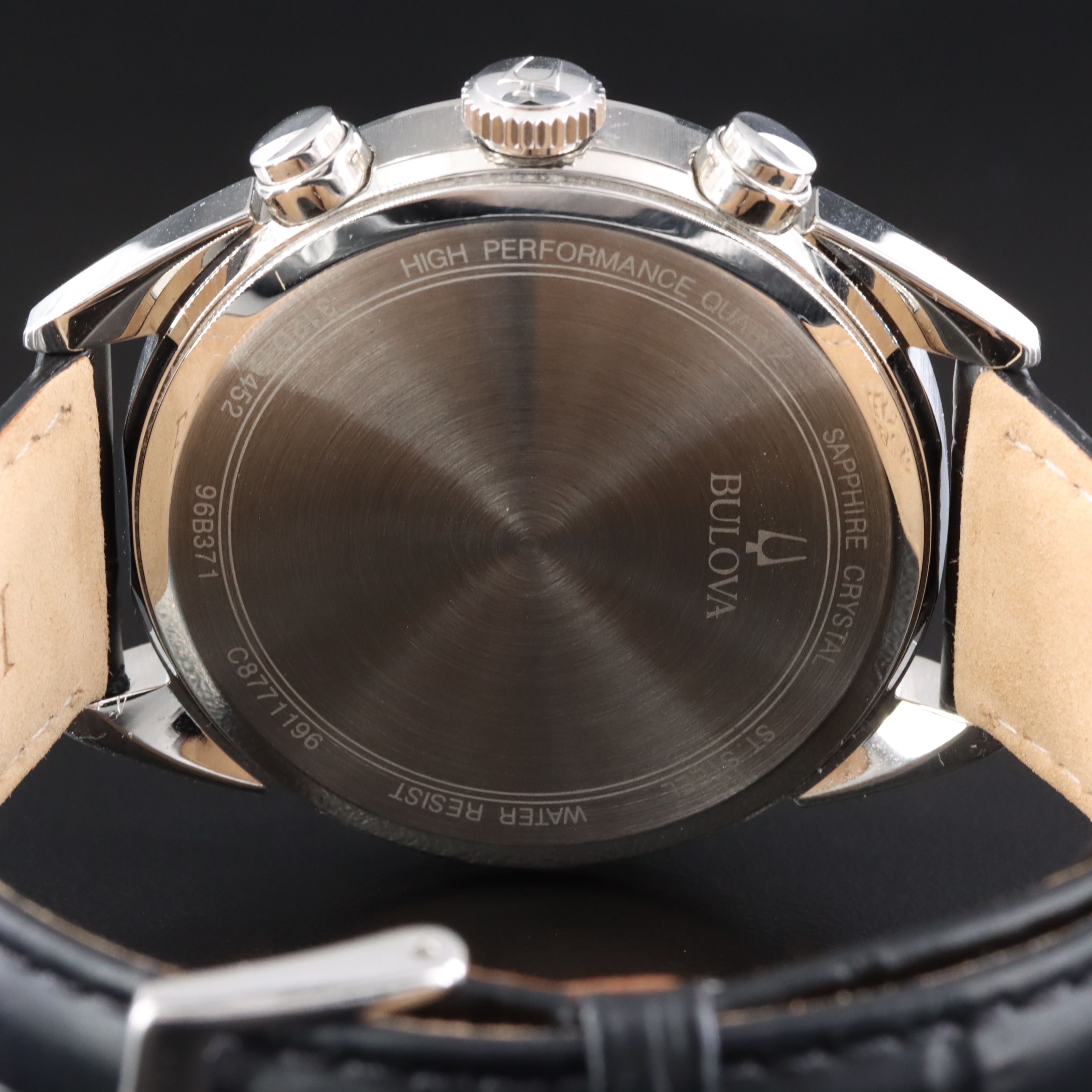 Bulova Sutton Black Dial Stainless Steel Chronograph Quartz Watch #96B371