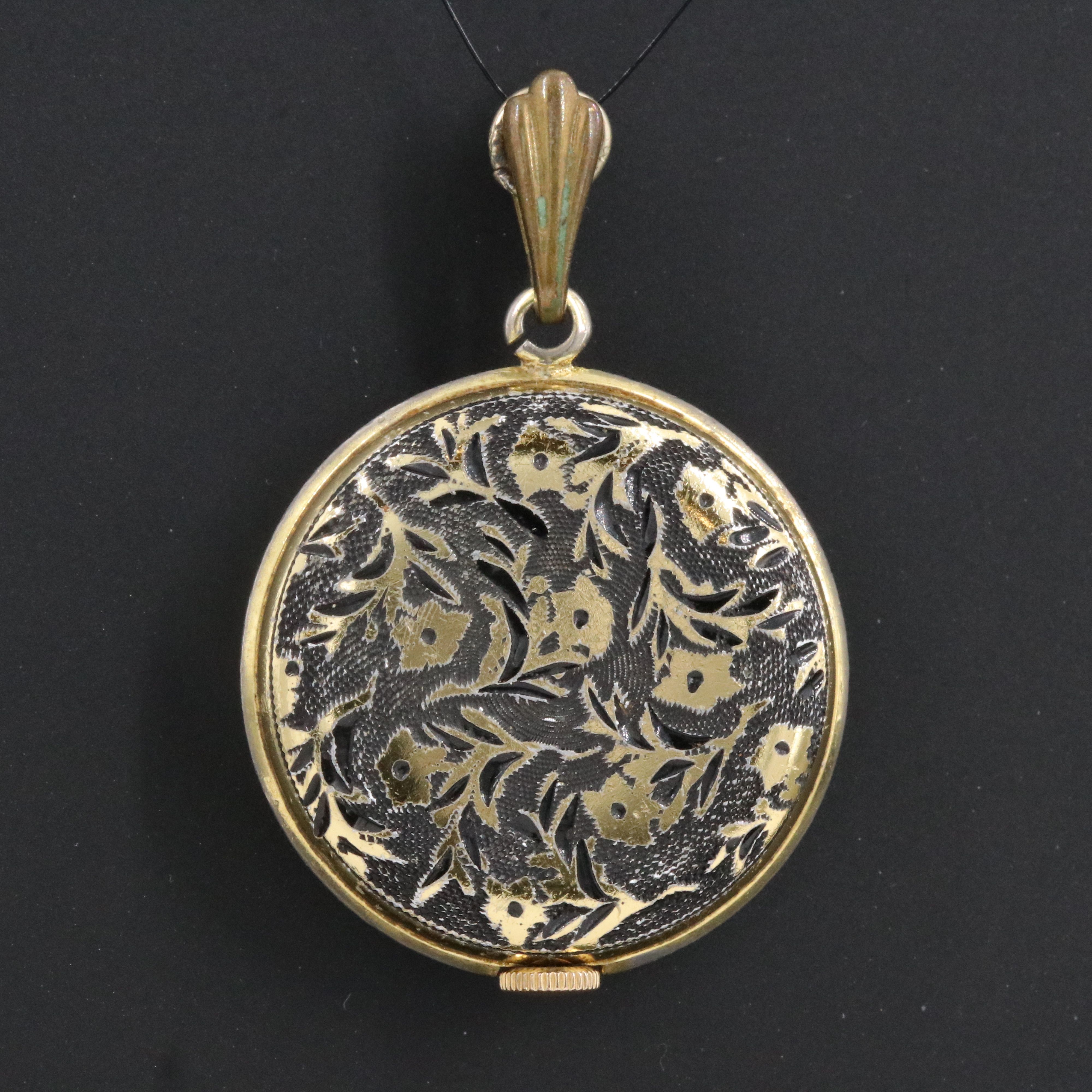 Bucherer Swiss Enameled Gold-Tone Floral Pendant Watch