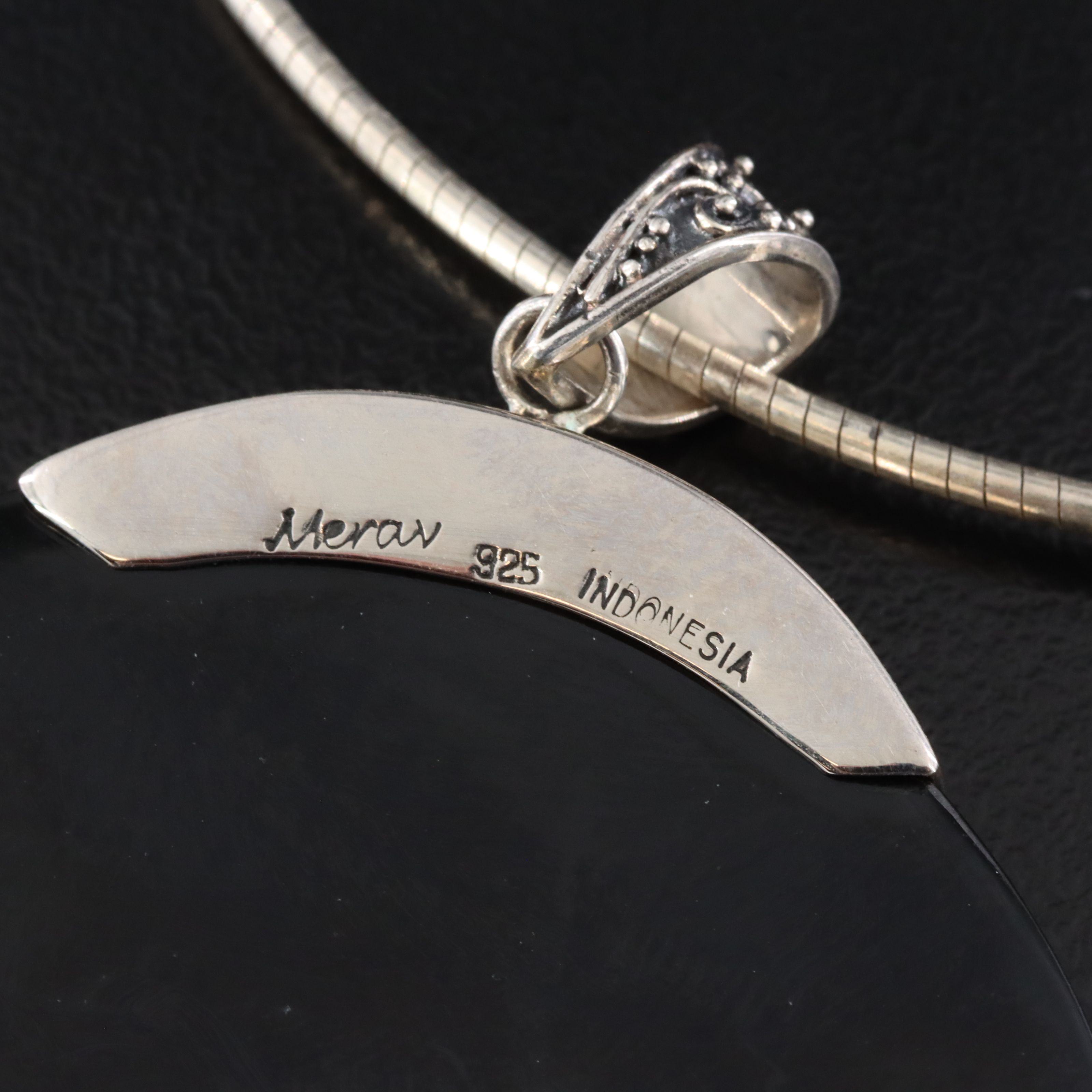 Sterling Shell Disc Pendant Necklace