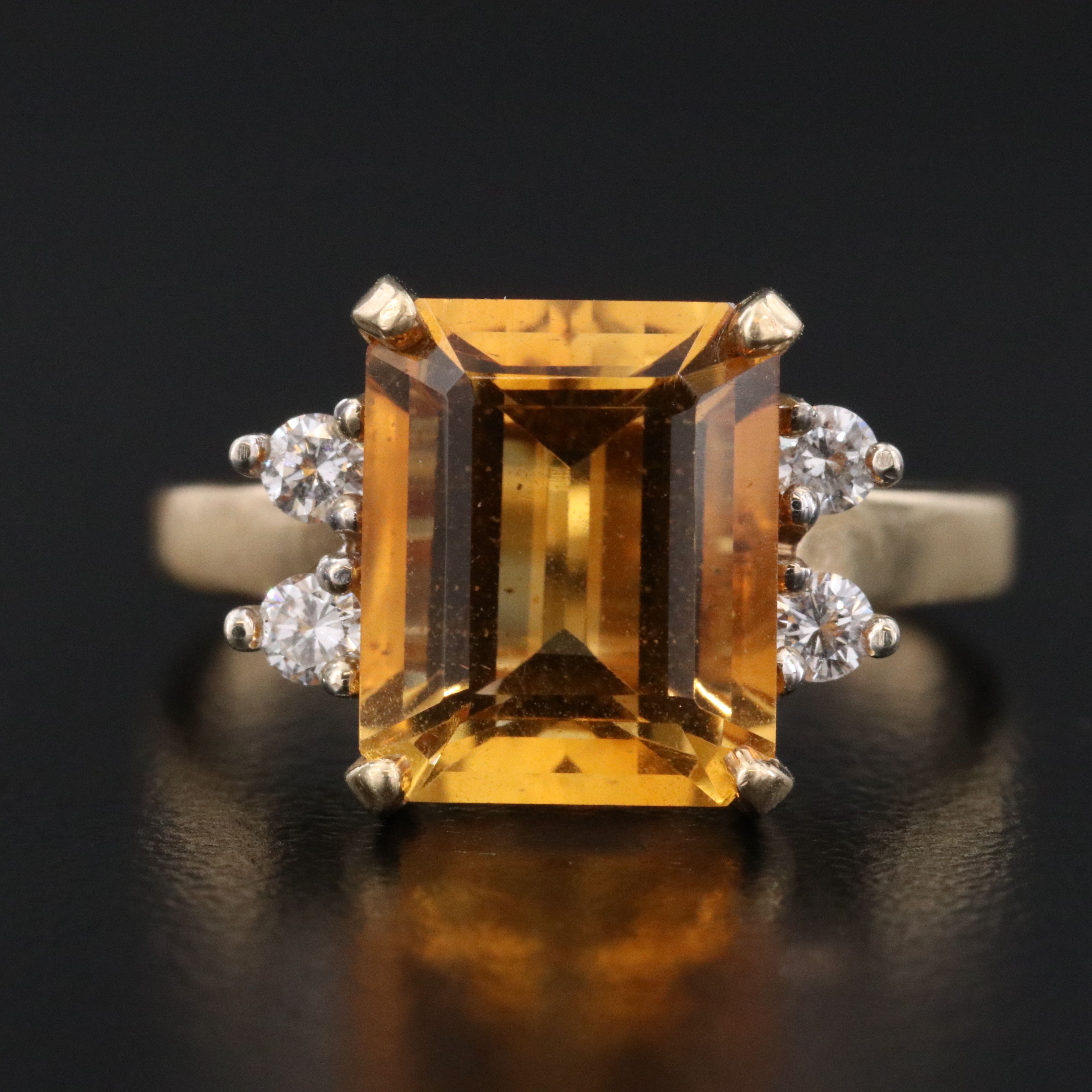 14K Citrine and Diamond Ring