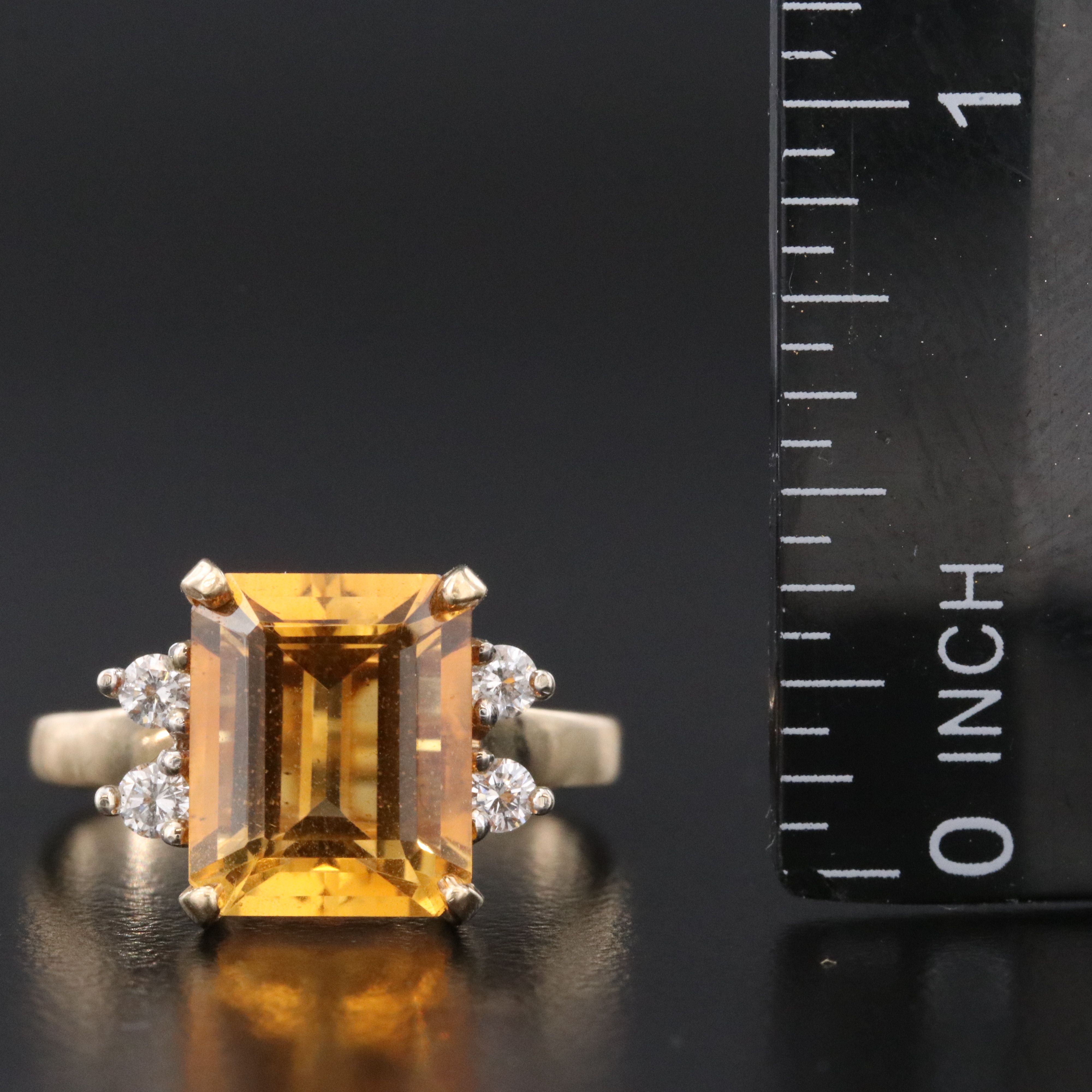 14K Citrine and Diamond Ring