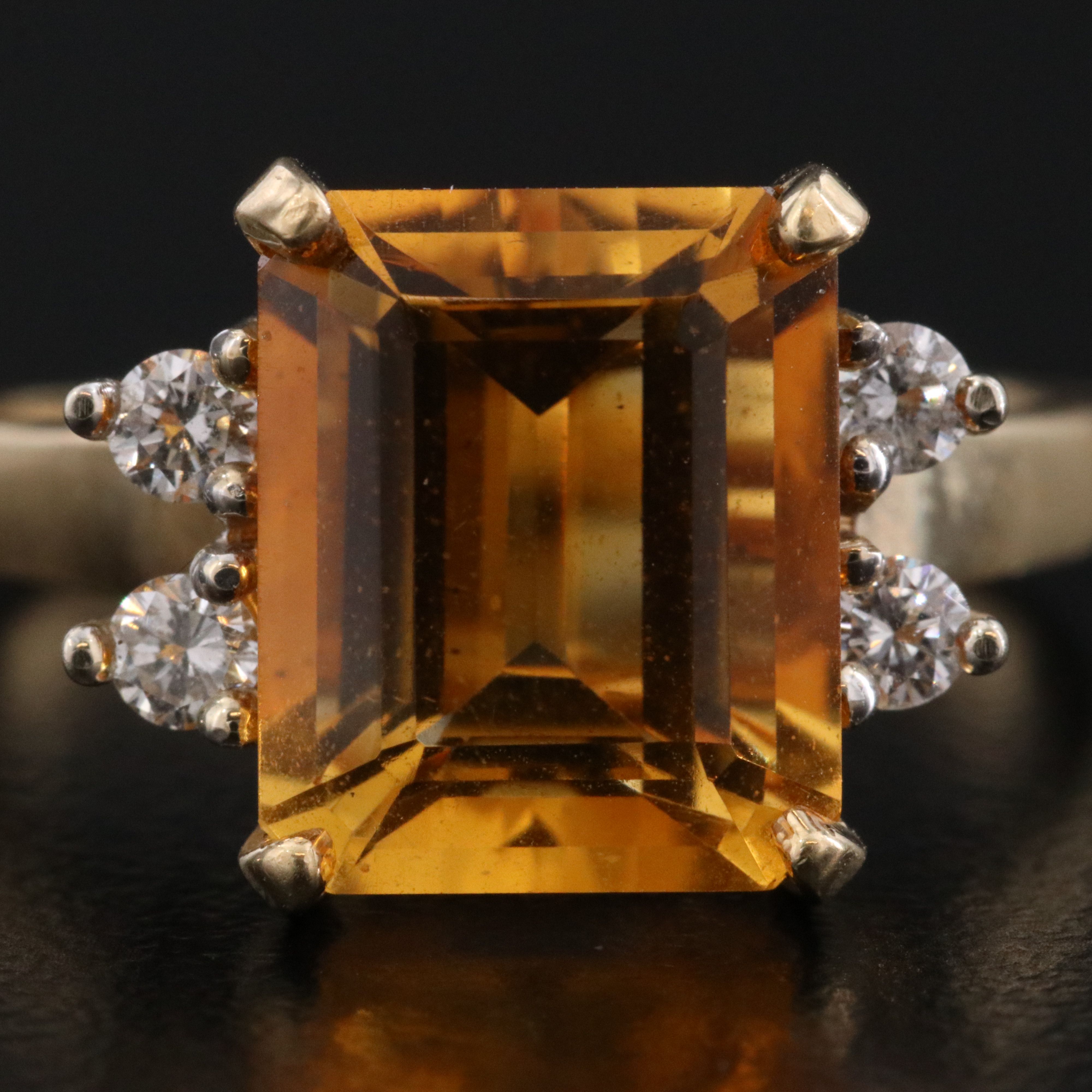 14K Citrine and Diamond Ring