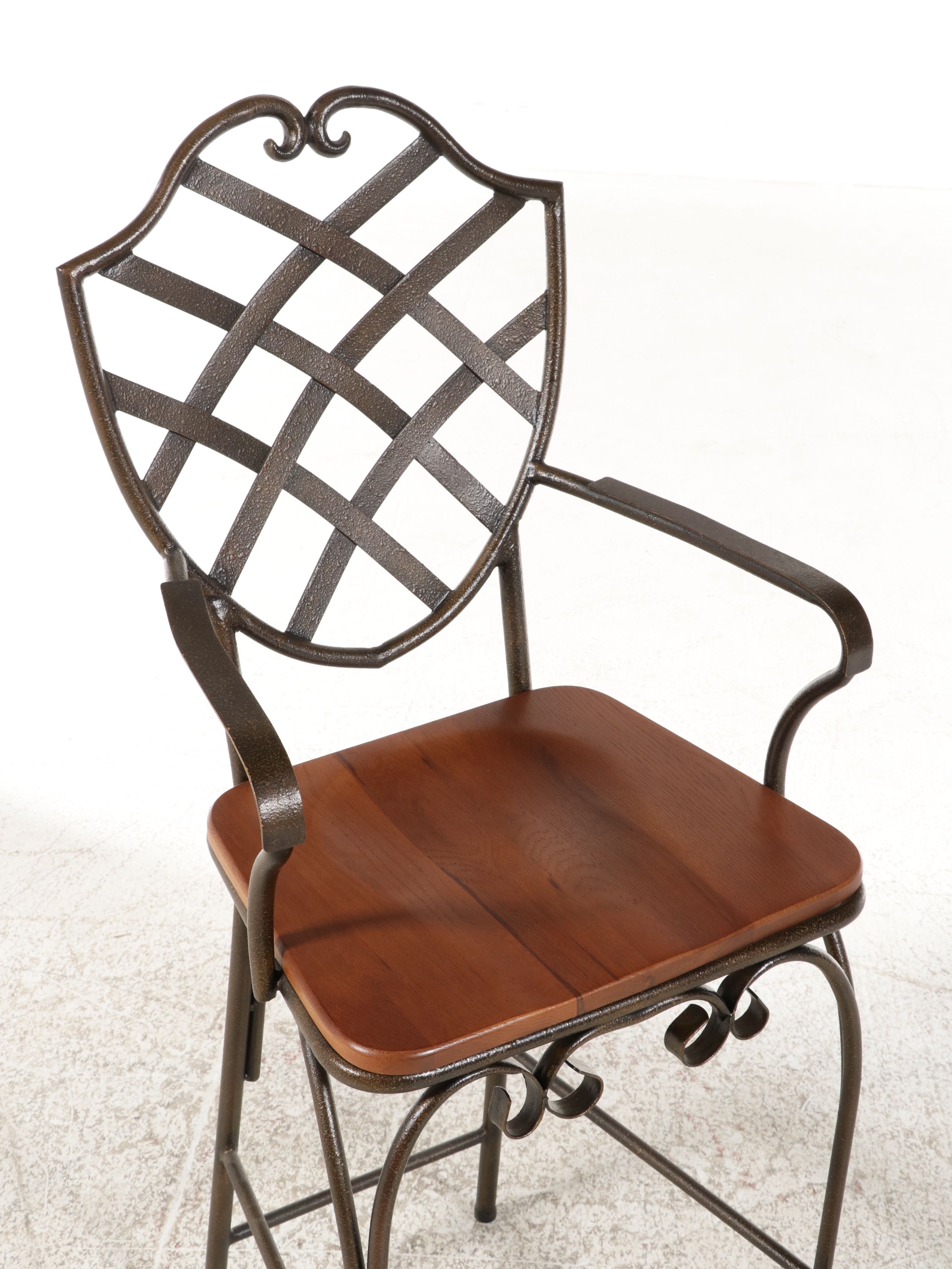 Keller Furniture Metal and Wood Barstools and Side Table, Late 20th Century