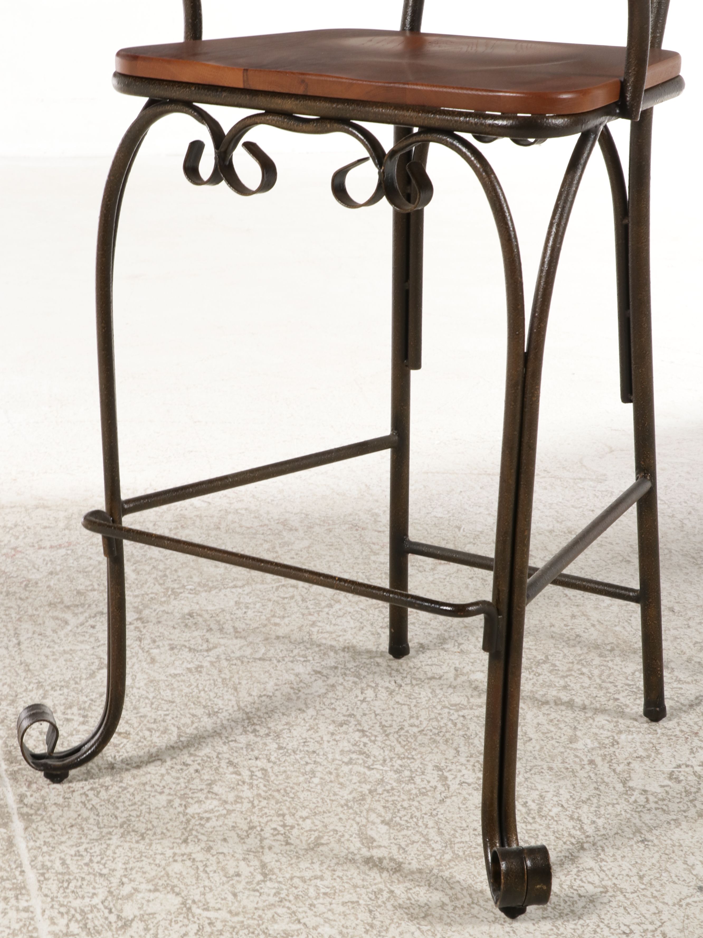 Keller Furniture Metal and Wood Barstools and Side Table, Late 20th Century