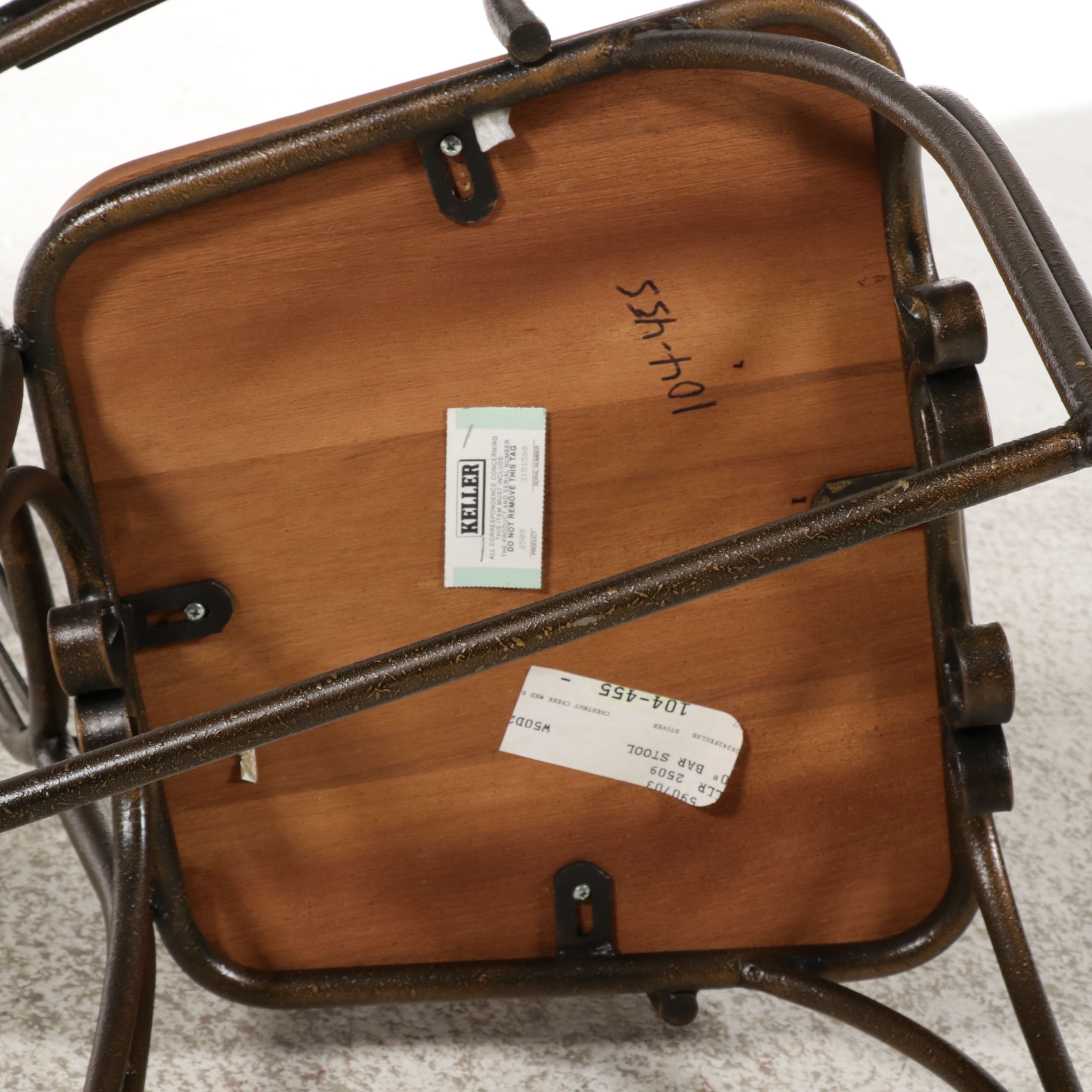 Keller Furniture Metal and Wood Barstools and Side Table, Late 20th Century