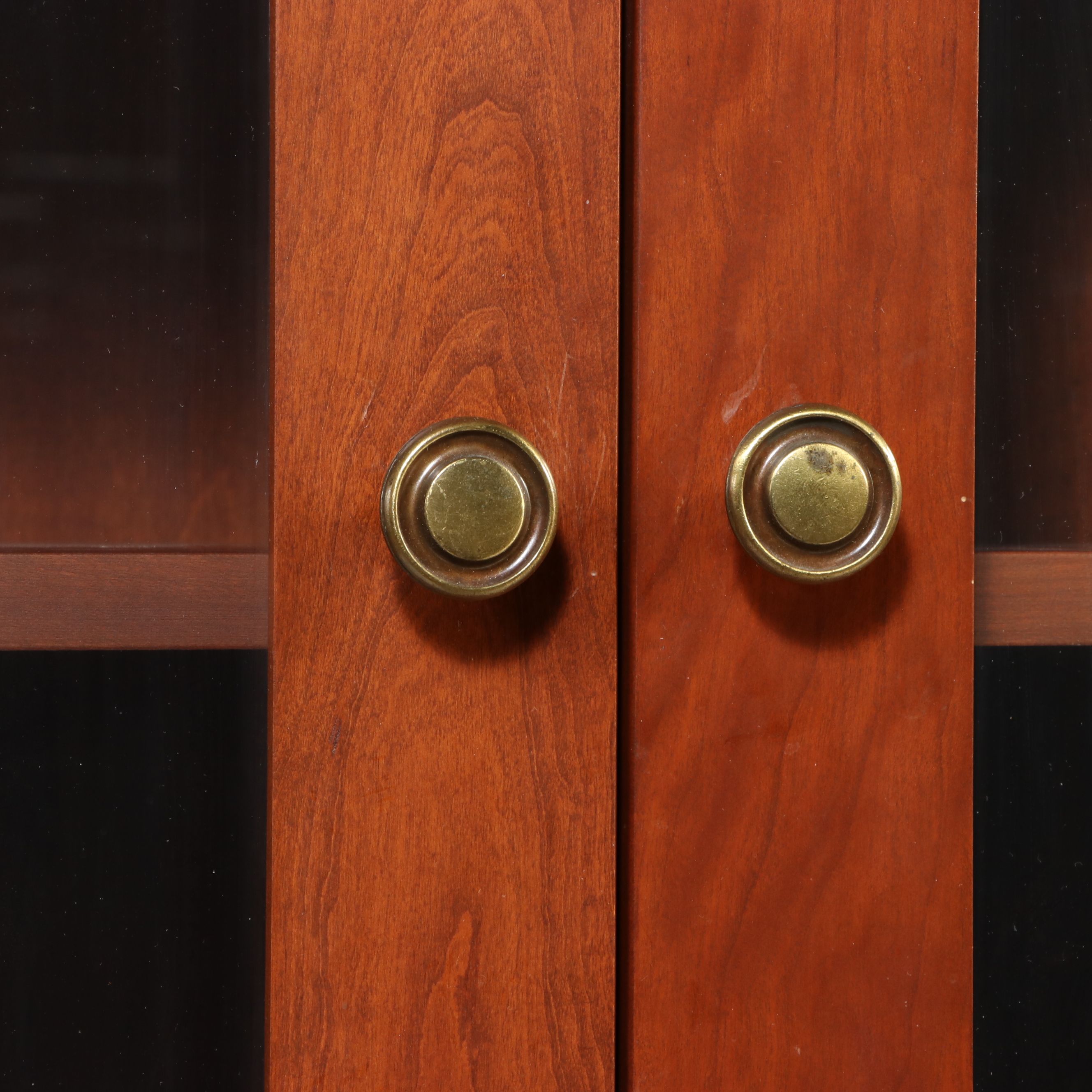 Two-Piece Cherry Finish Corner Cabinet