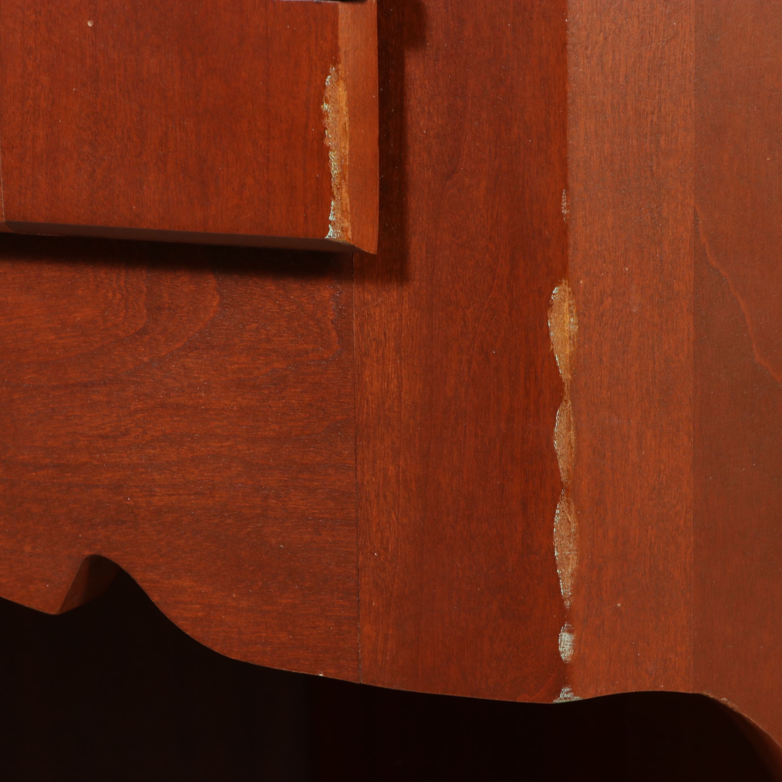 Two-Piece Cherry Finish Corner Cabinet