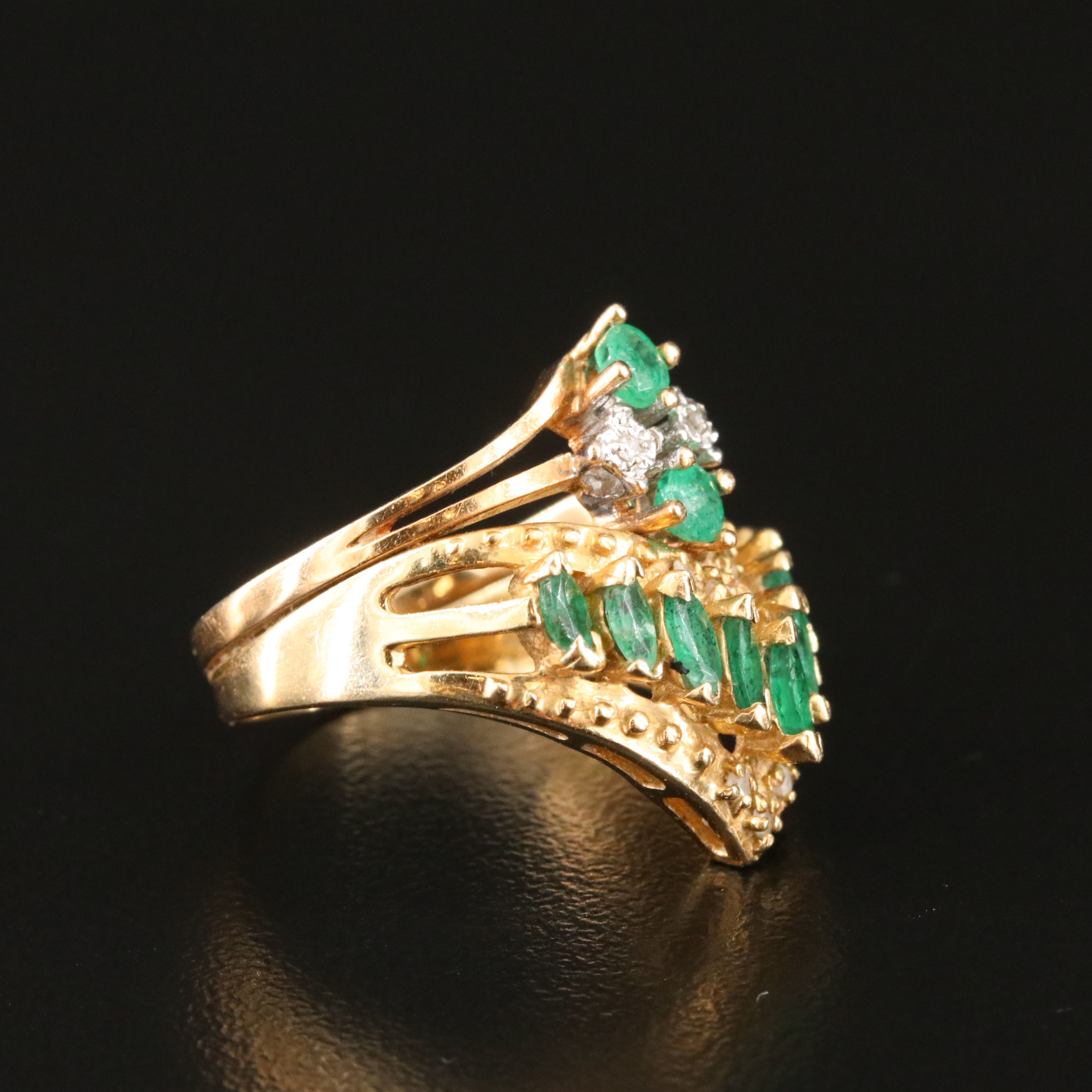 10K Emerald and Diamond Ring