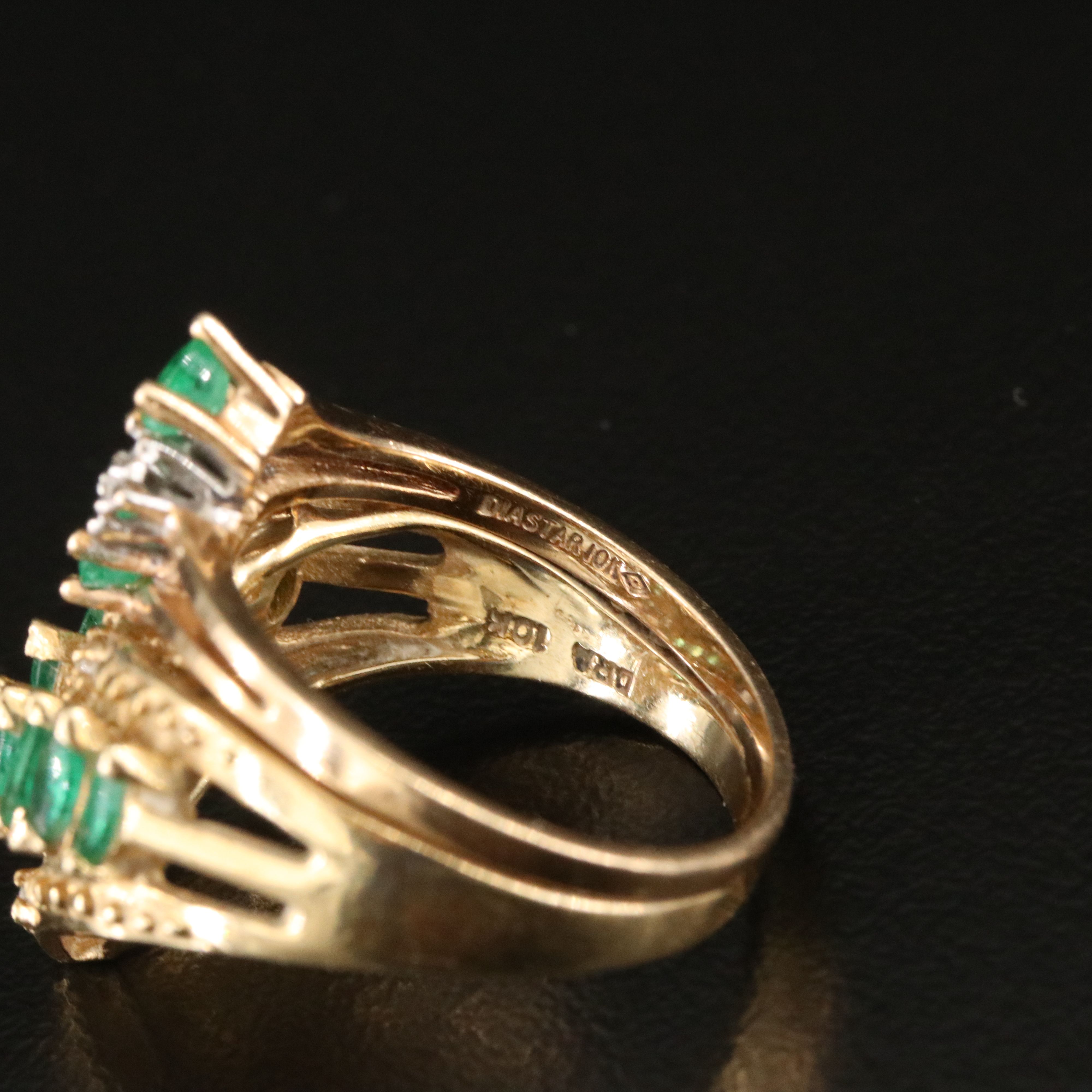 10K Emerald and Diamond Ring