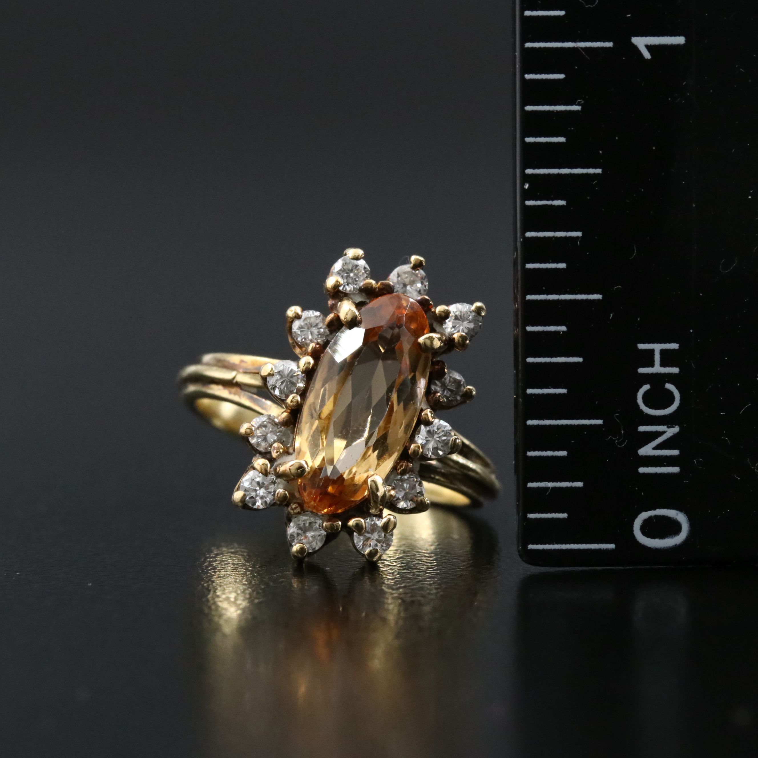 18K 1.86 CT Topaz and Diamond Ring with GIA Report