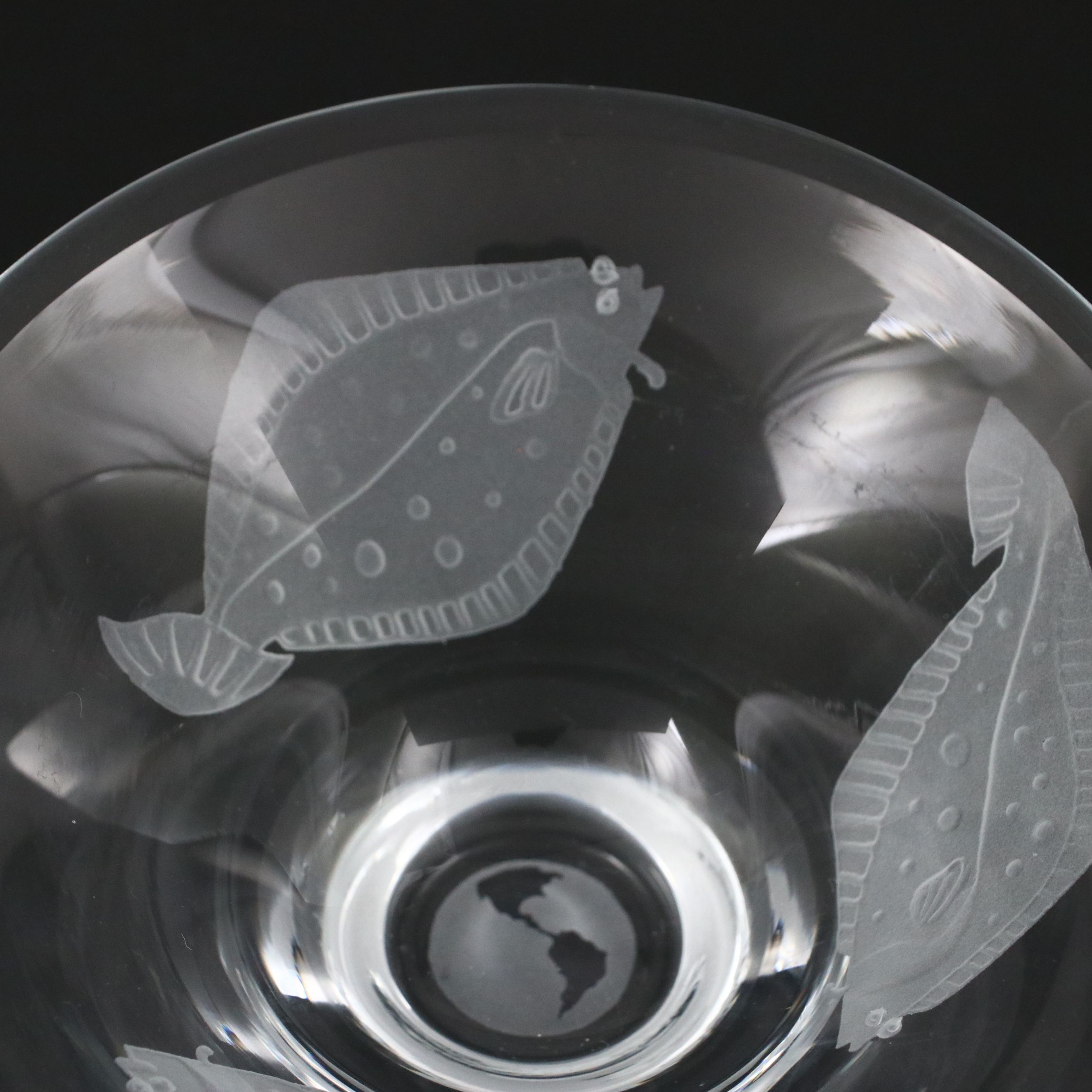 Lise Hoffman Art Glass Fish Motif Bowl, 2000