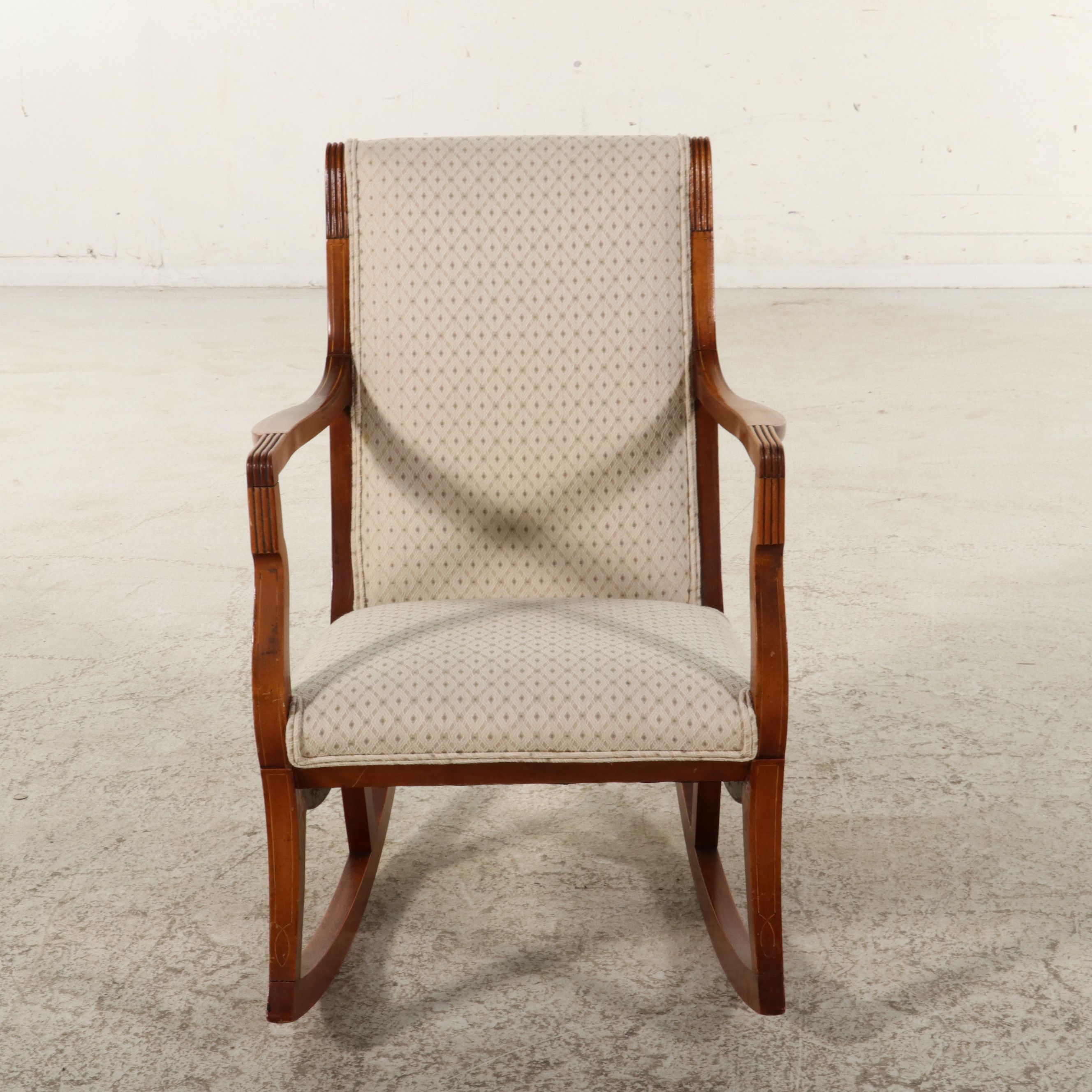 Traditional Upholstered Wooden Rocking Chair, Late 20th Century
