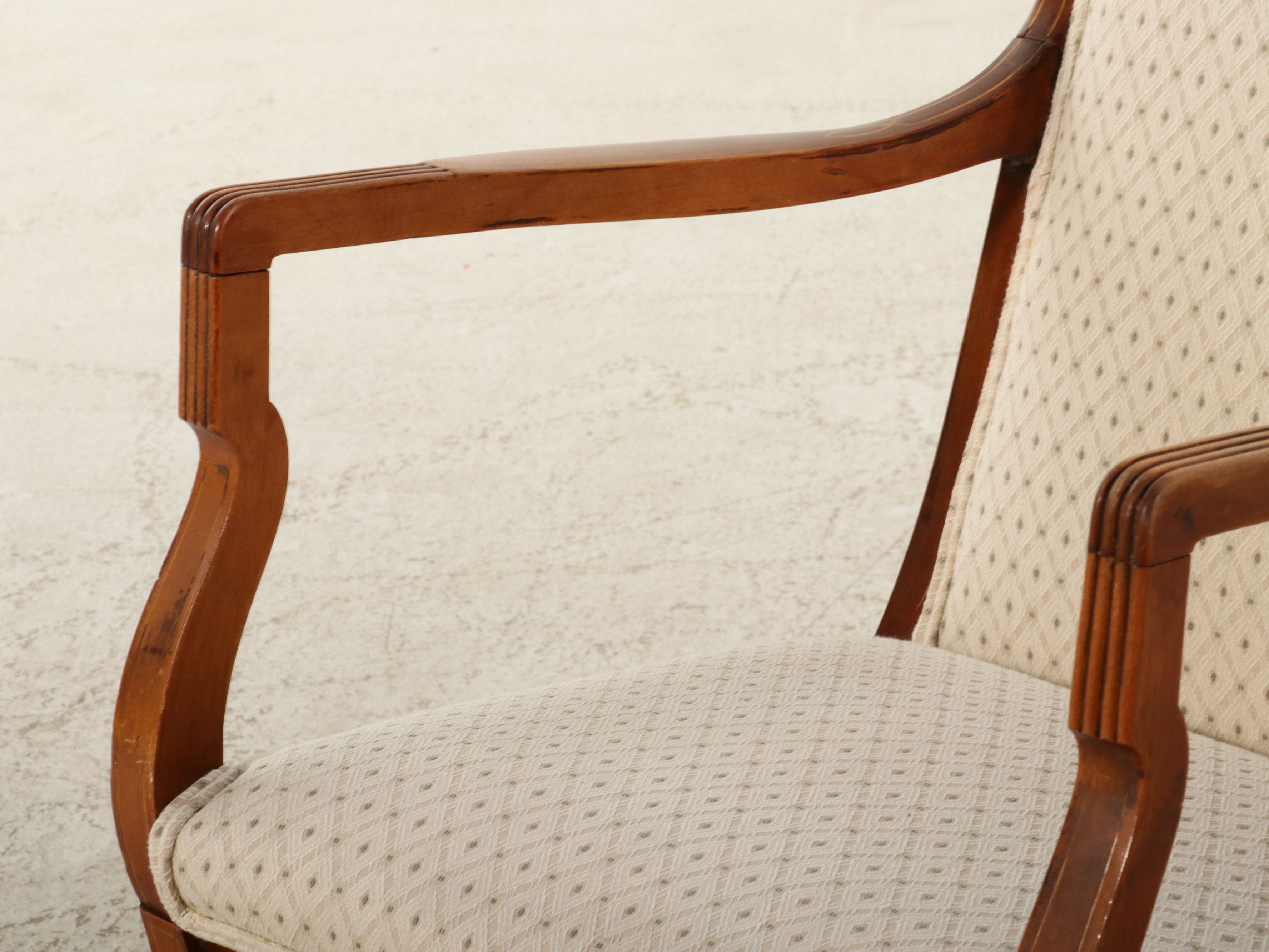 Traditional Upholstered Wooden Rocking Chair, Late 20th Century