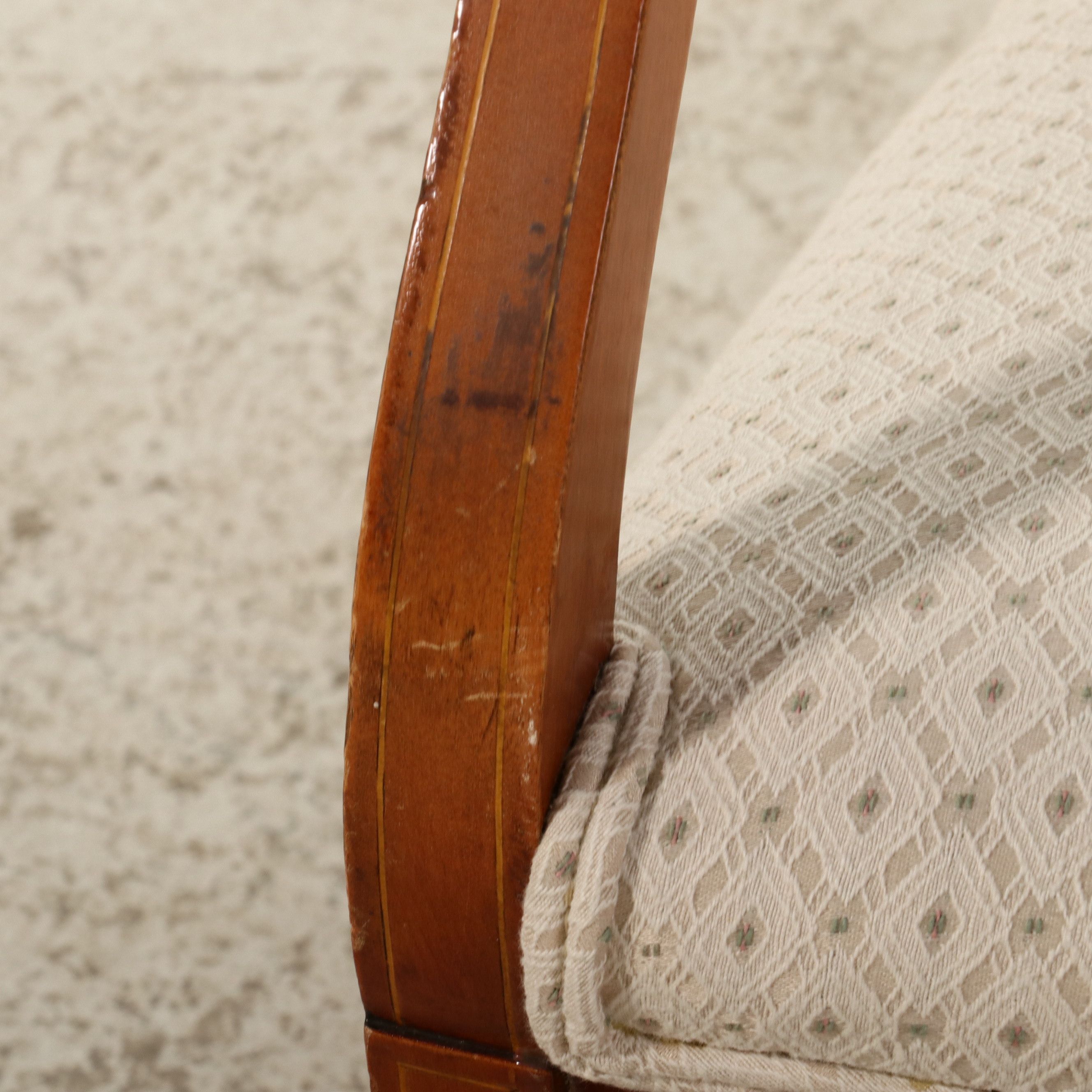 Traditional Upholstered Wooden Rocking Chair, Late 20th Century