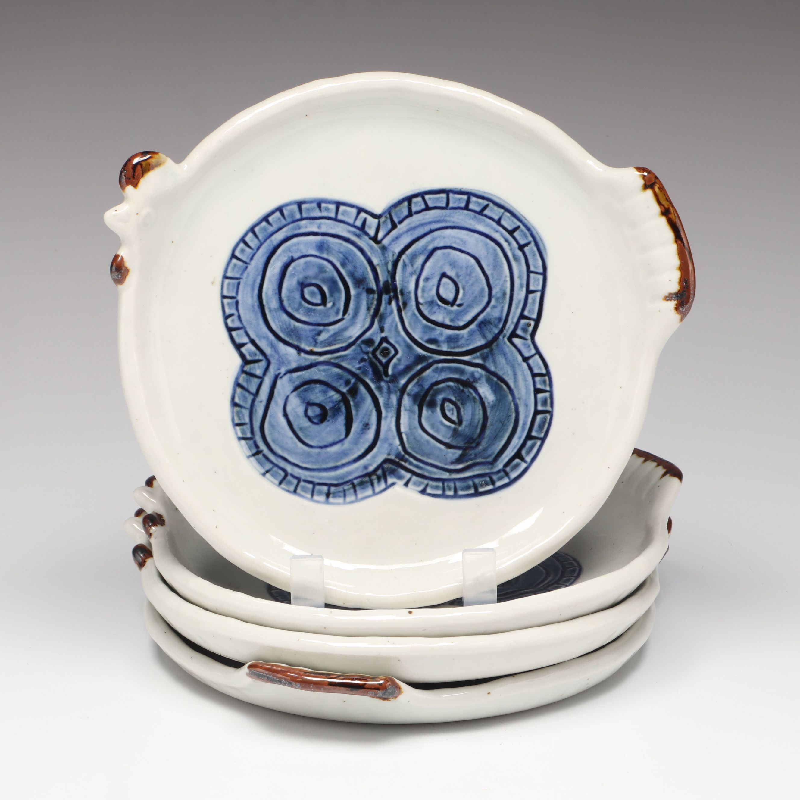 Japanese Handmade Ceramic Handled Bowls and Plates