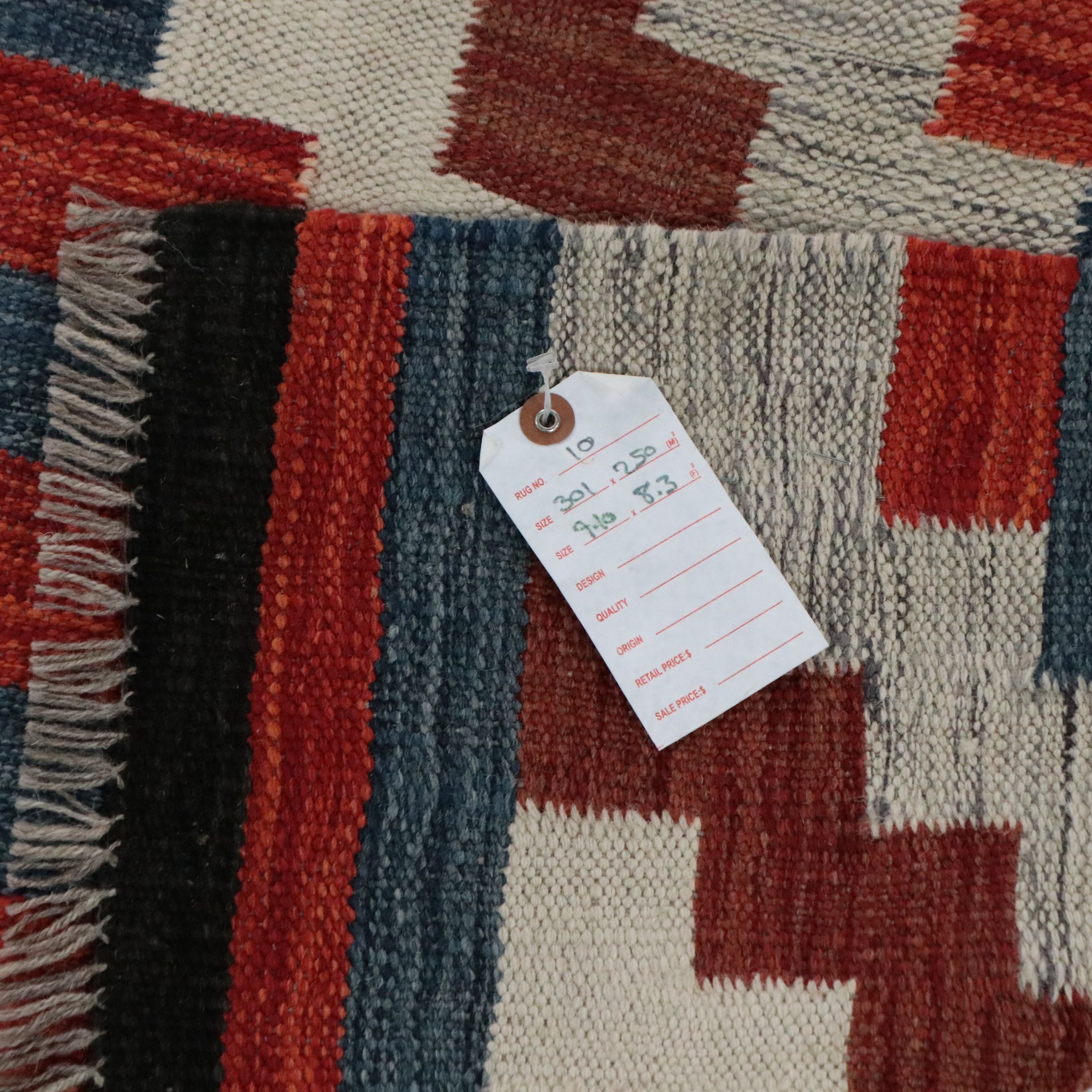 8'2 x 9'11 Handwoven Pakistani Geometric Modern Kilim Area Rug