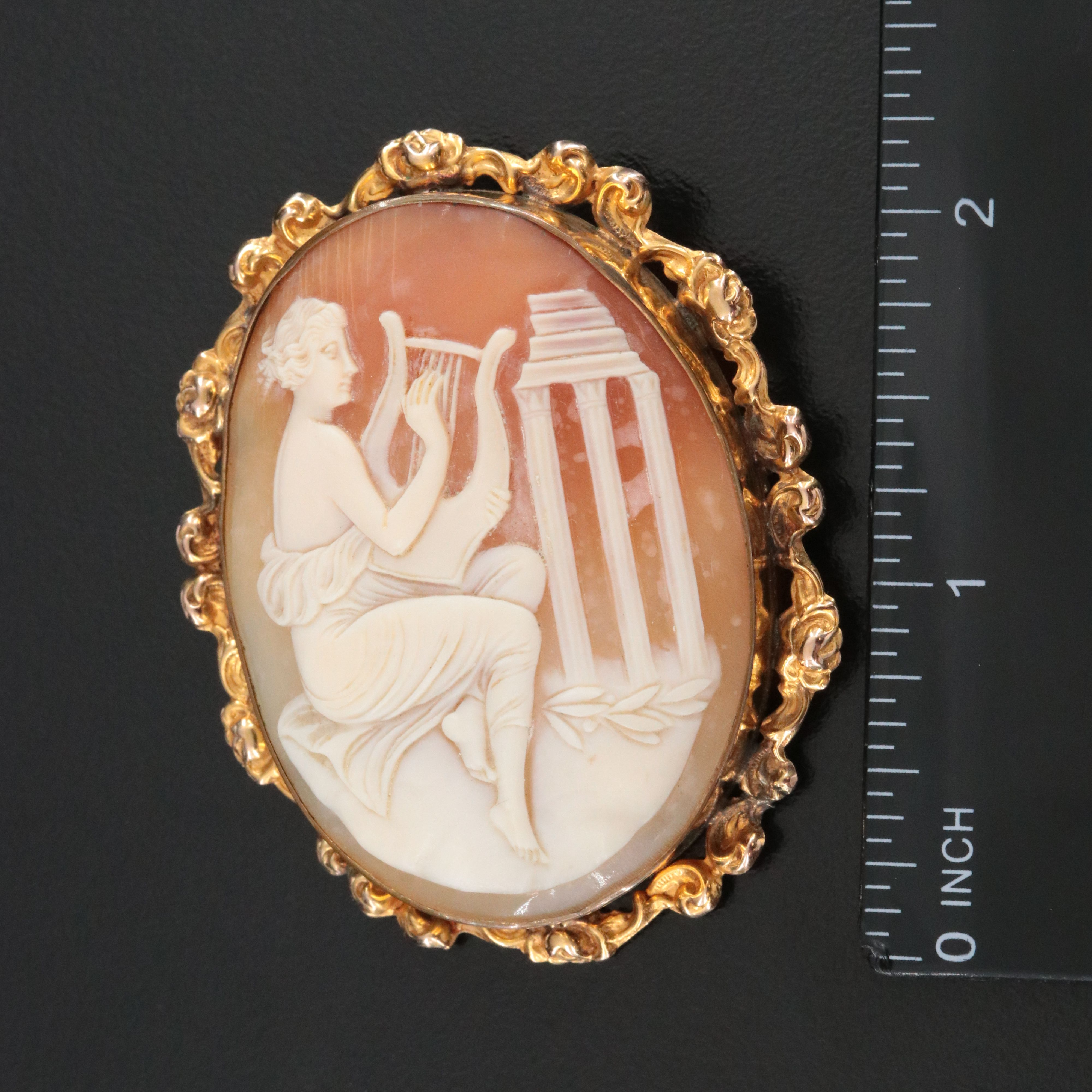 Vintage Shell Cameo Muse Converter Brooch