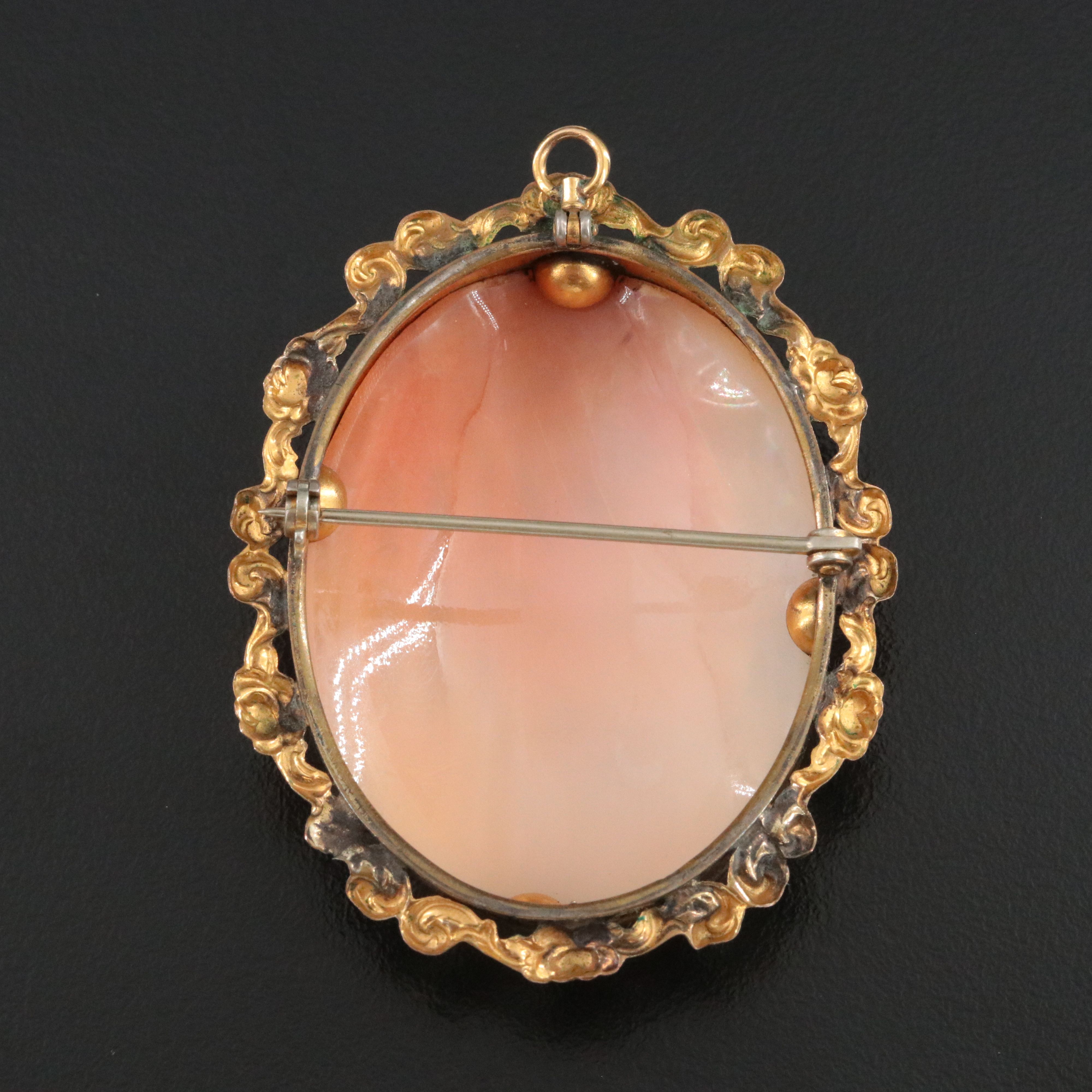 Vintage Shell Cameo Muse Converter Brooch