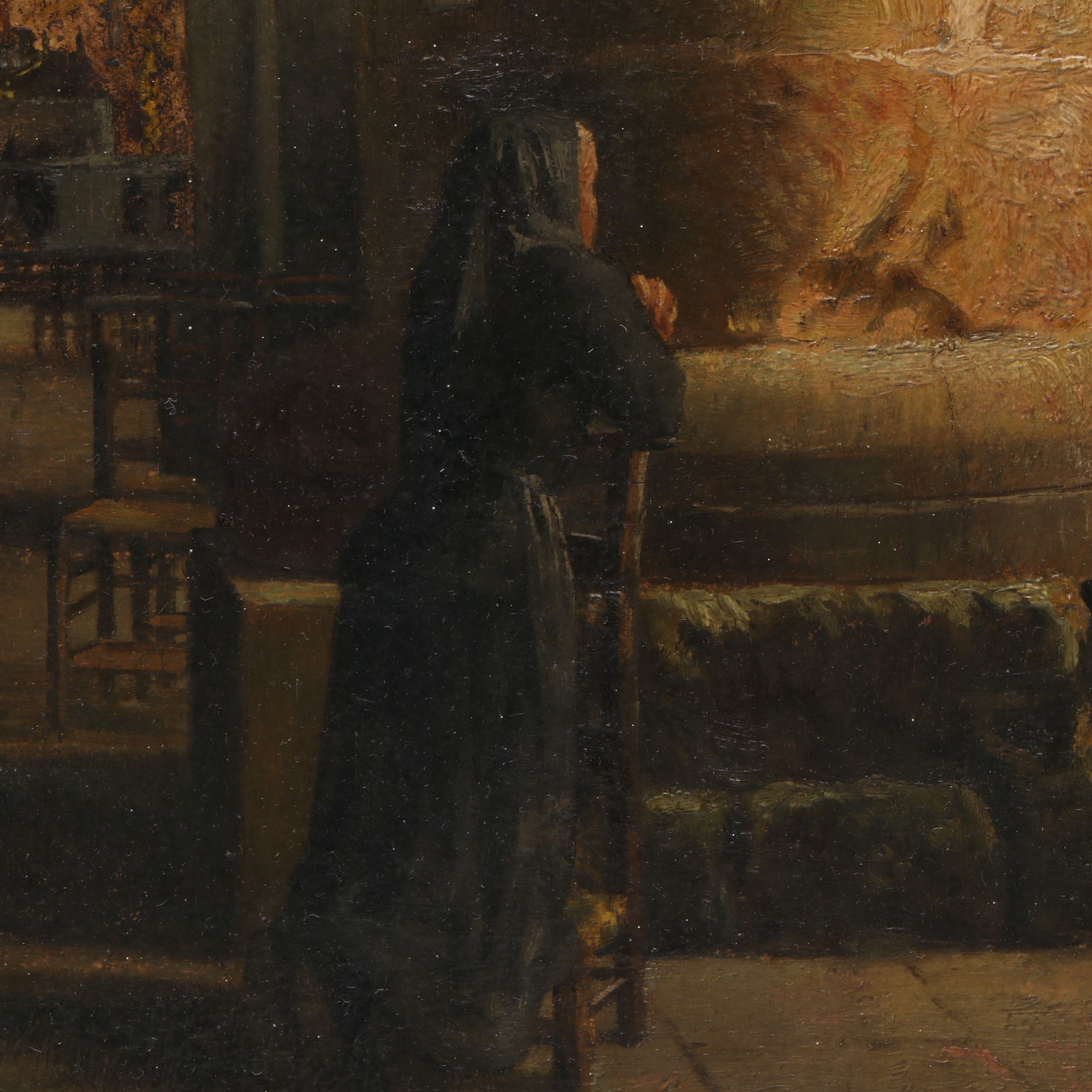 Henri Pringuet Church Interior Oil Painting