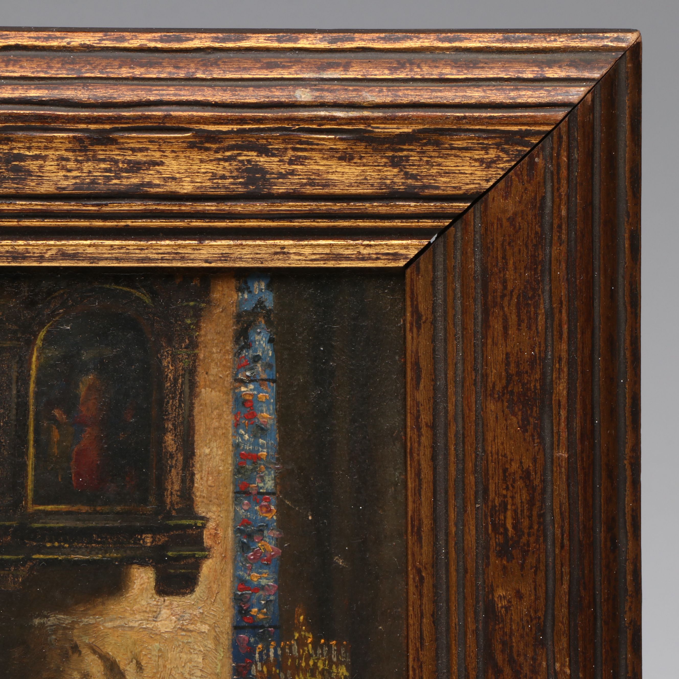 Henri Pringuet Church Interior Oil Painting