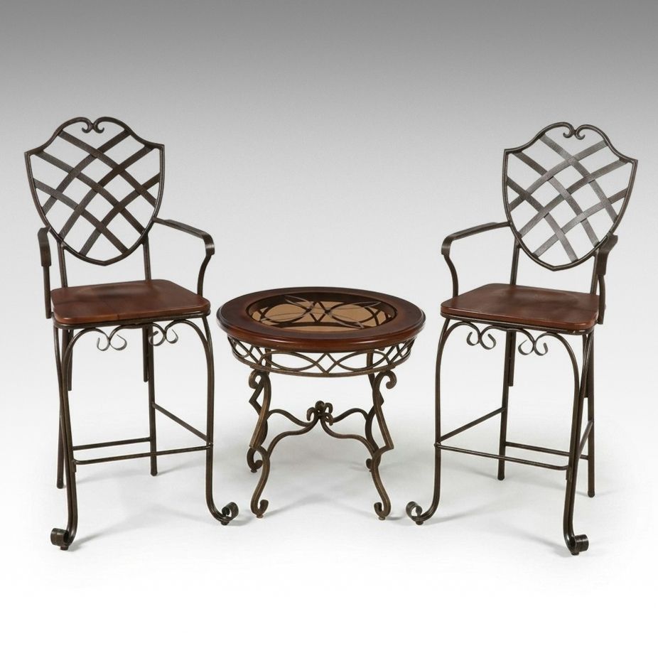Keller Furniture Metal and Wood Barstools and Side Table, Late 20th Century