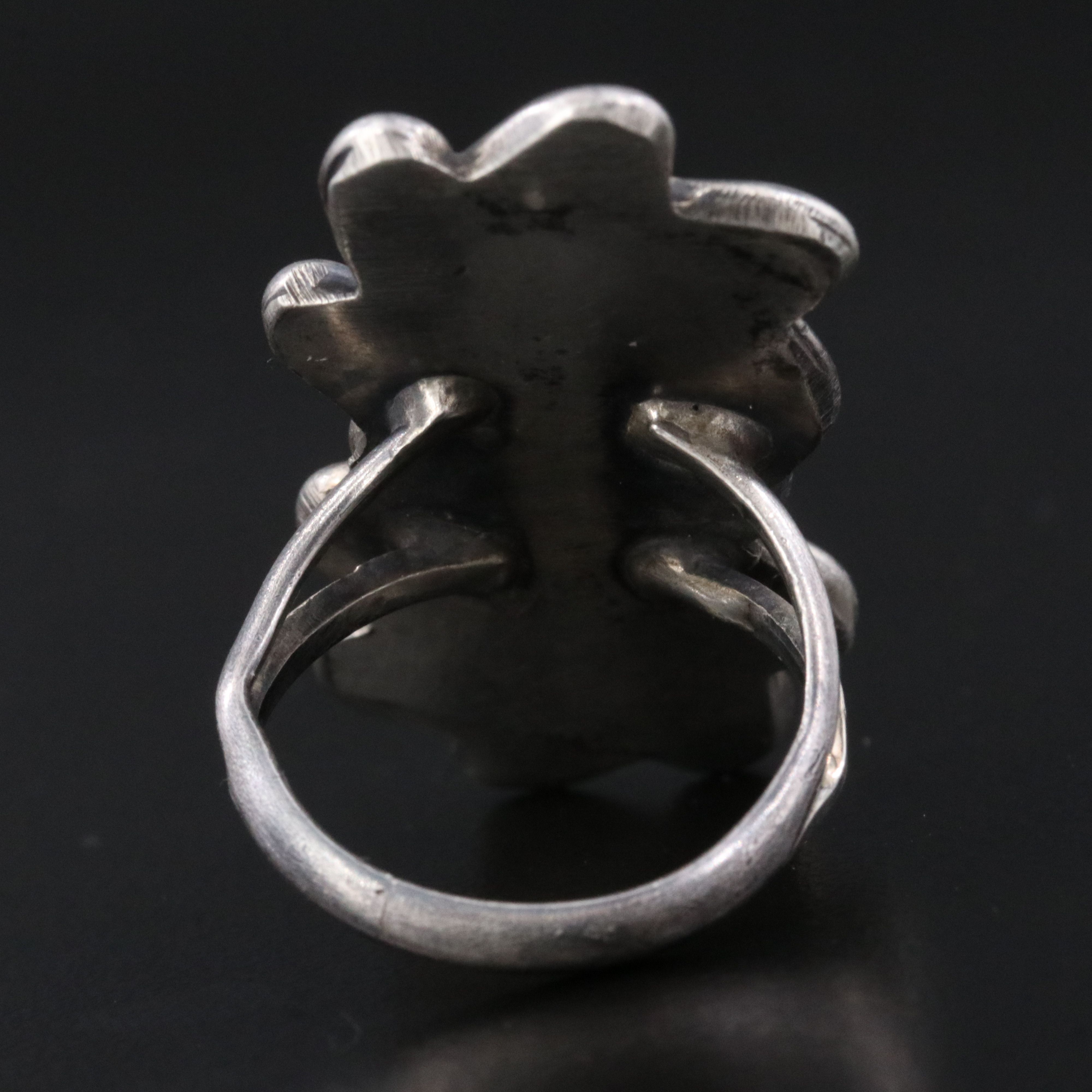 Southwestern Sterling and Turquoise Ring with Swirling Wind