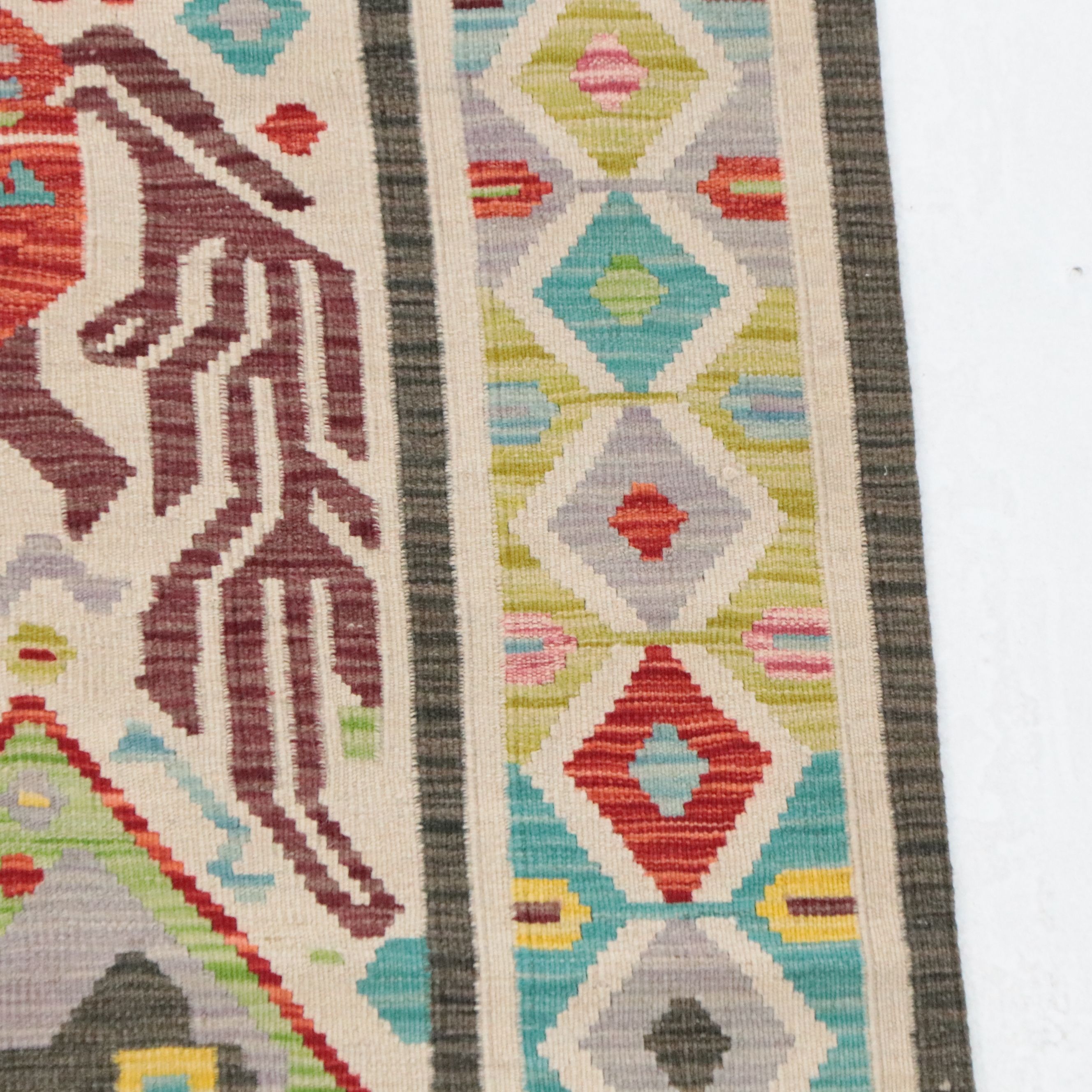 6'1 x 7'7 Handwoven Pakistani Pictorial Kilim Area Rug