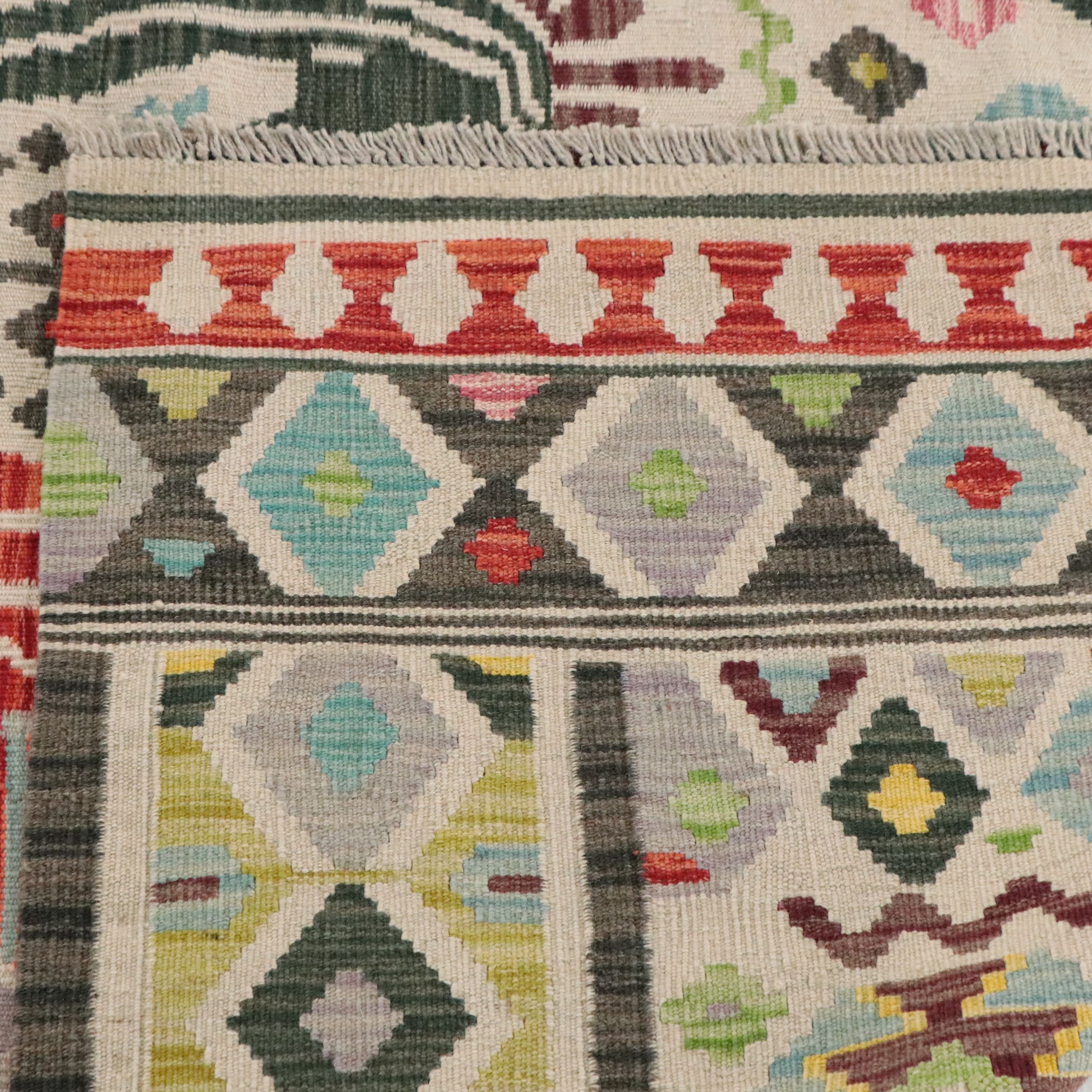 6'1 x 7'7 Handwoven Pakistani Pictorial Kilim Area Rug