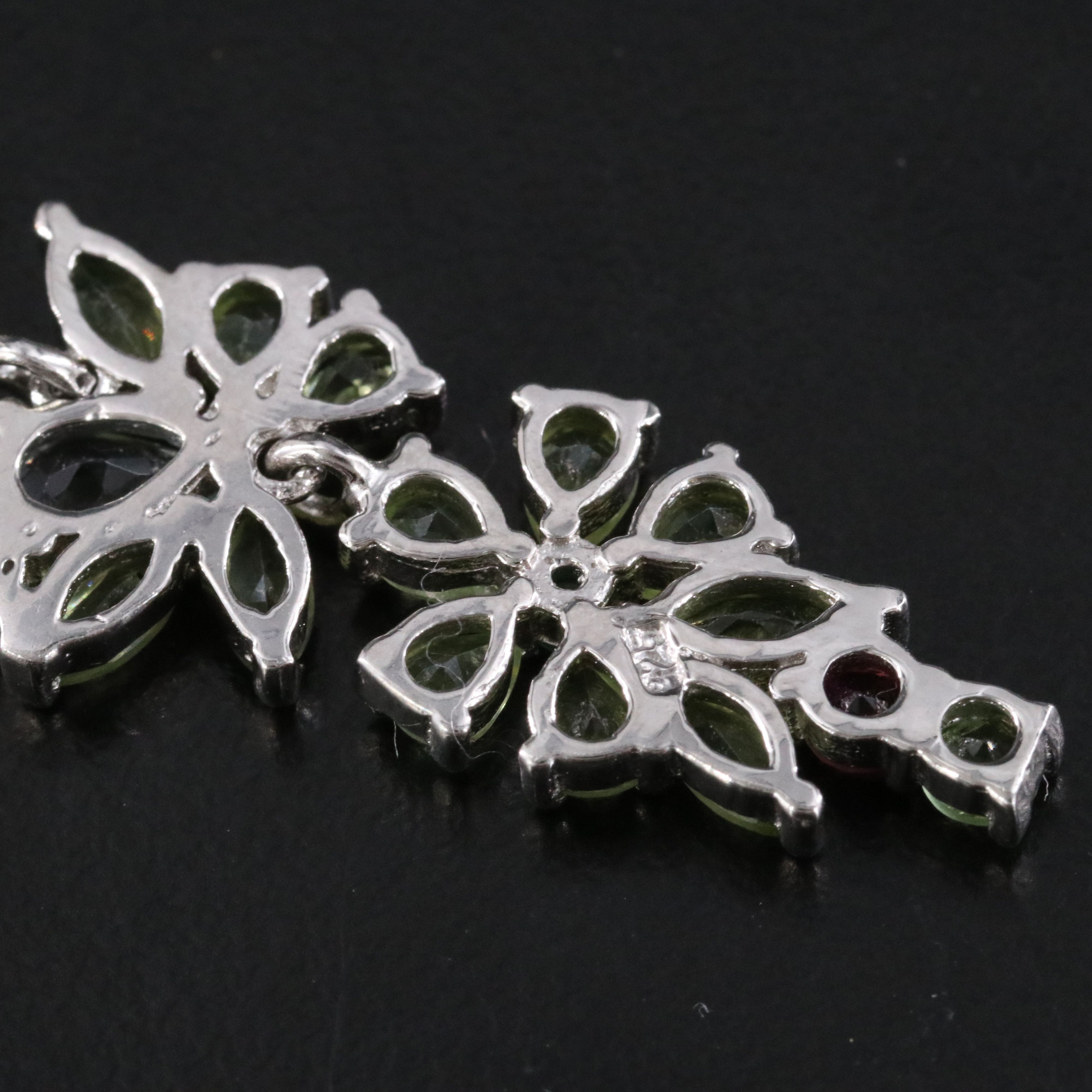Sterling GemstoneTrailing Floral Earrings Including Peridot