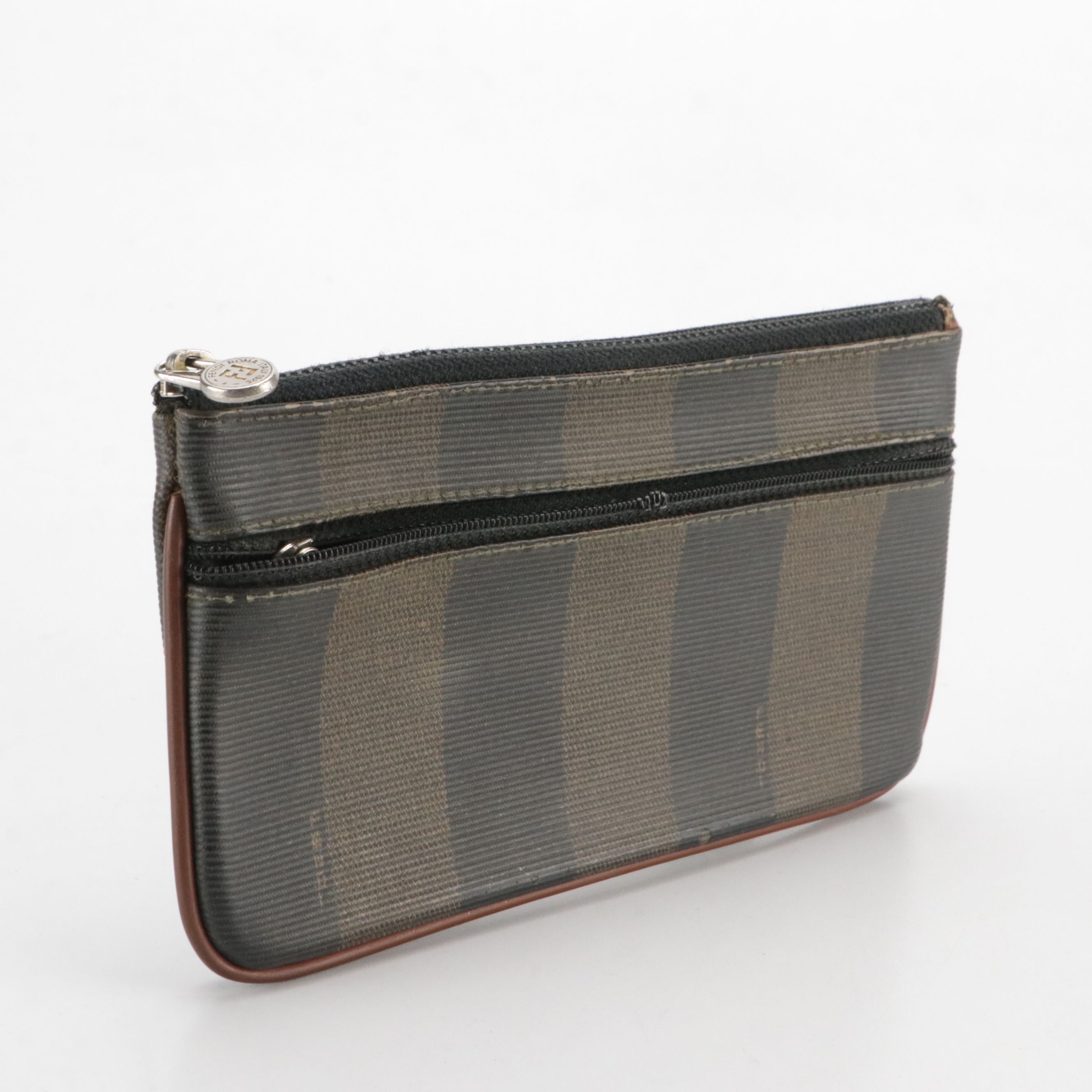 Fendi Zip Pouch Clutch in Pequin Stripe Canvas, Vintage
