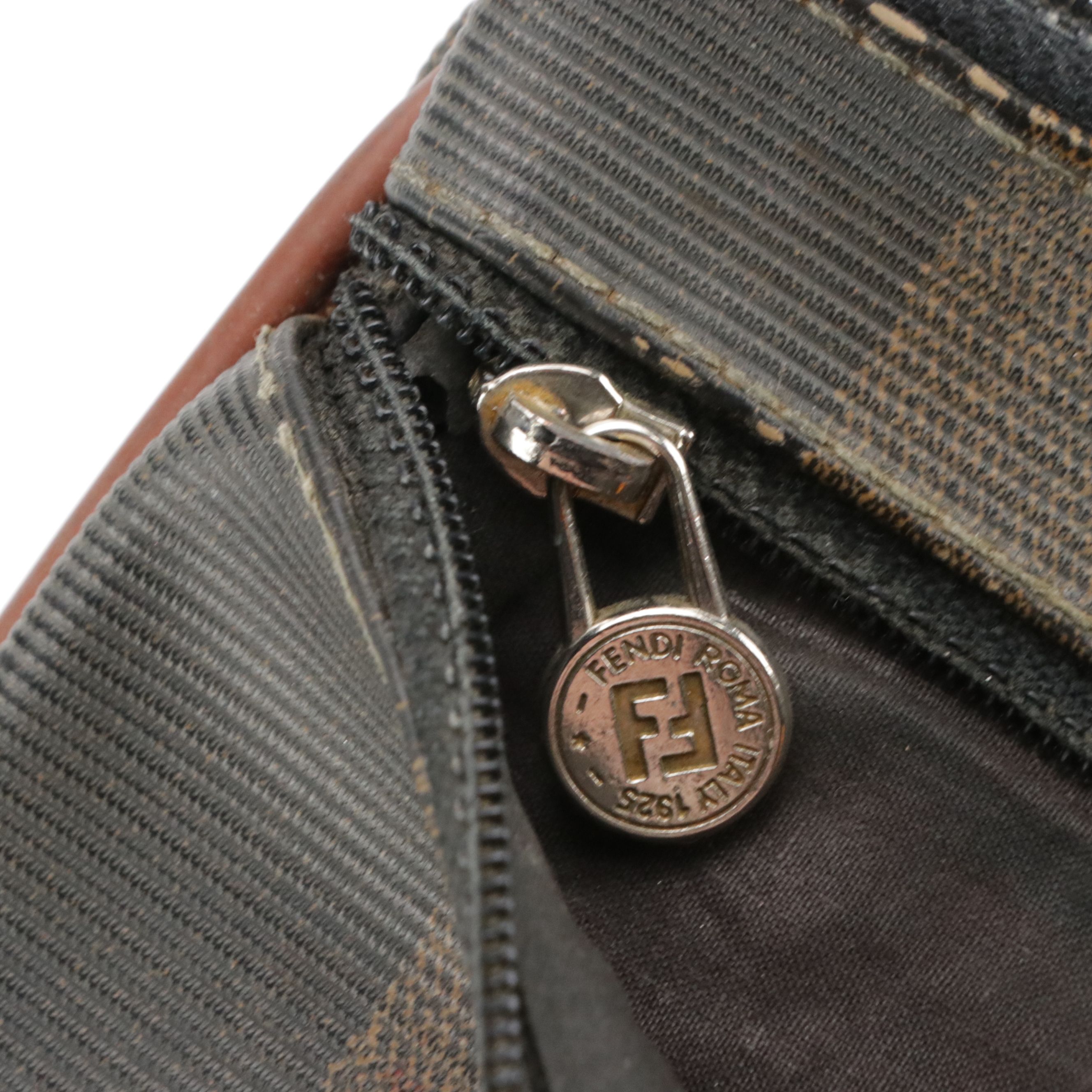 Fendi Zip Pouch Clutch in Pequin Stripe Canvas, Vintage