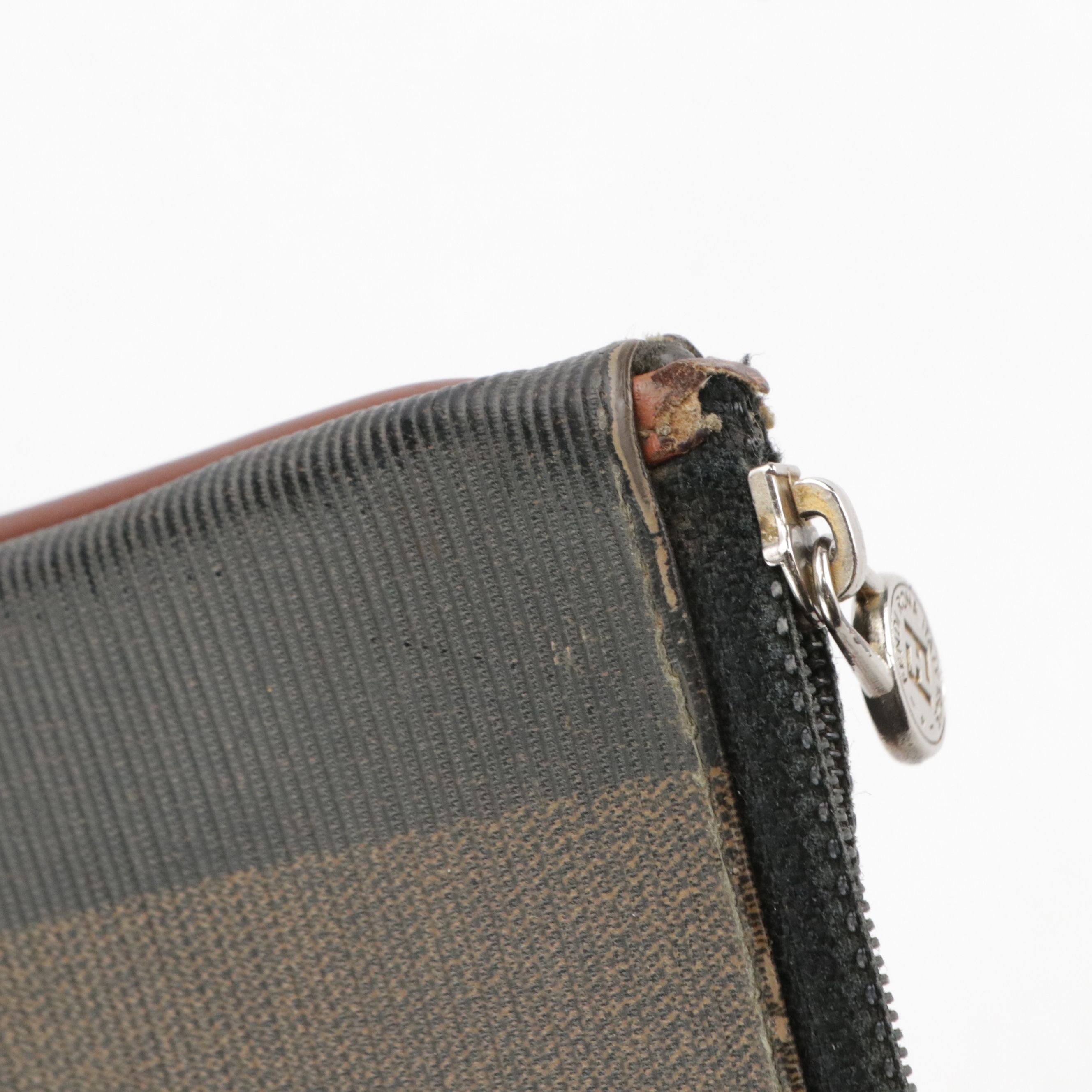 Fendi Zip Pouch Clutch in Pequin Stripe Canvas, Vintage