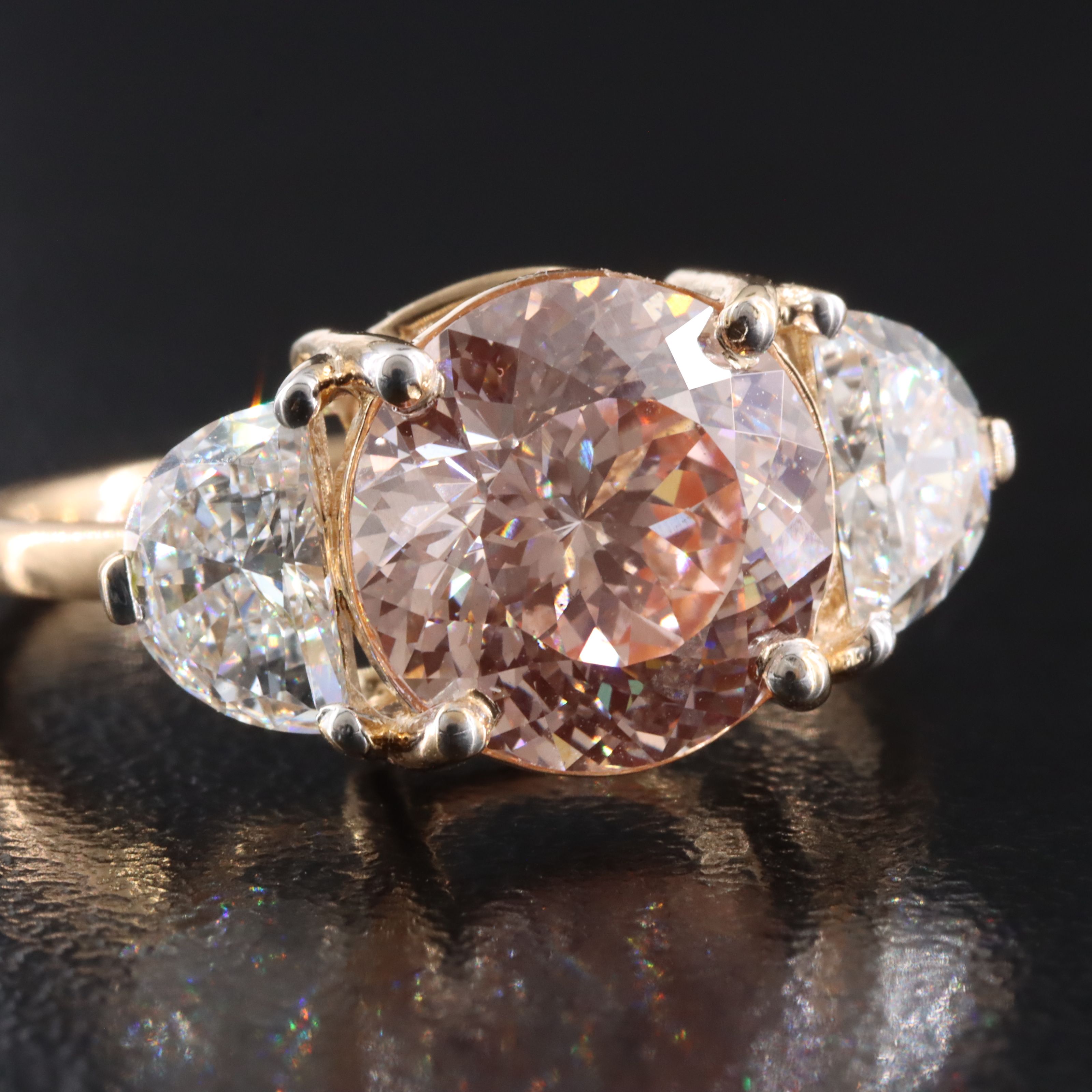 18K 3.95 CTW Lab Grown Diamond Ring with Fancy Intense Pink Center ...