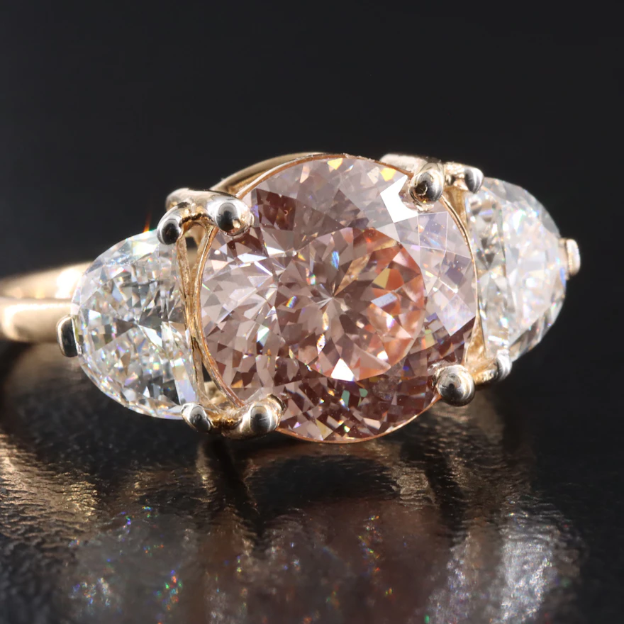 18K 3.95 CTW Lab Grown Diamond Ring with Fancy Intense Pink Center ...