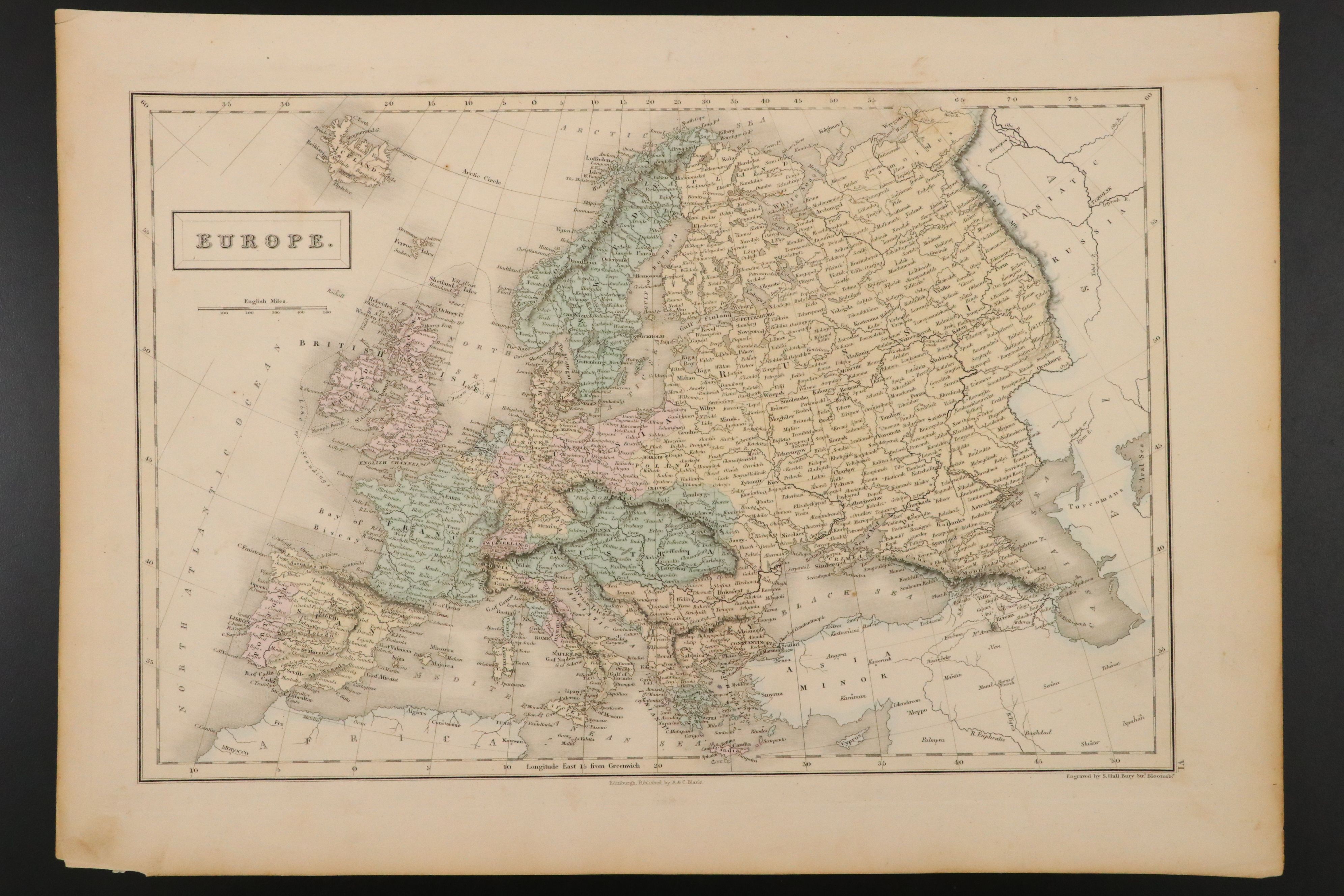 A. & C. Black Edinburgh "Austrian Dominions" with Other Antique European Maps