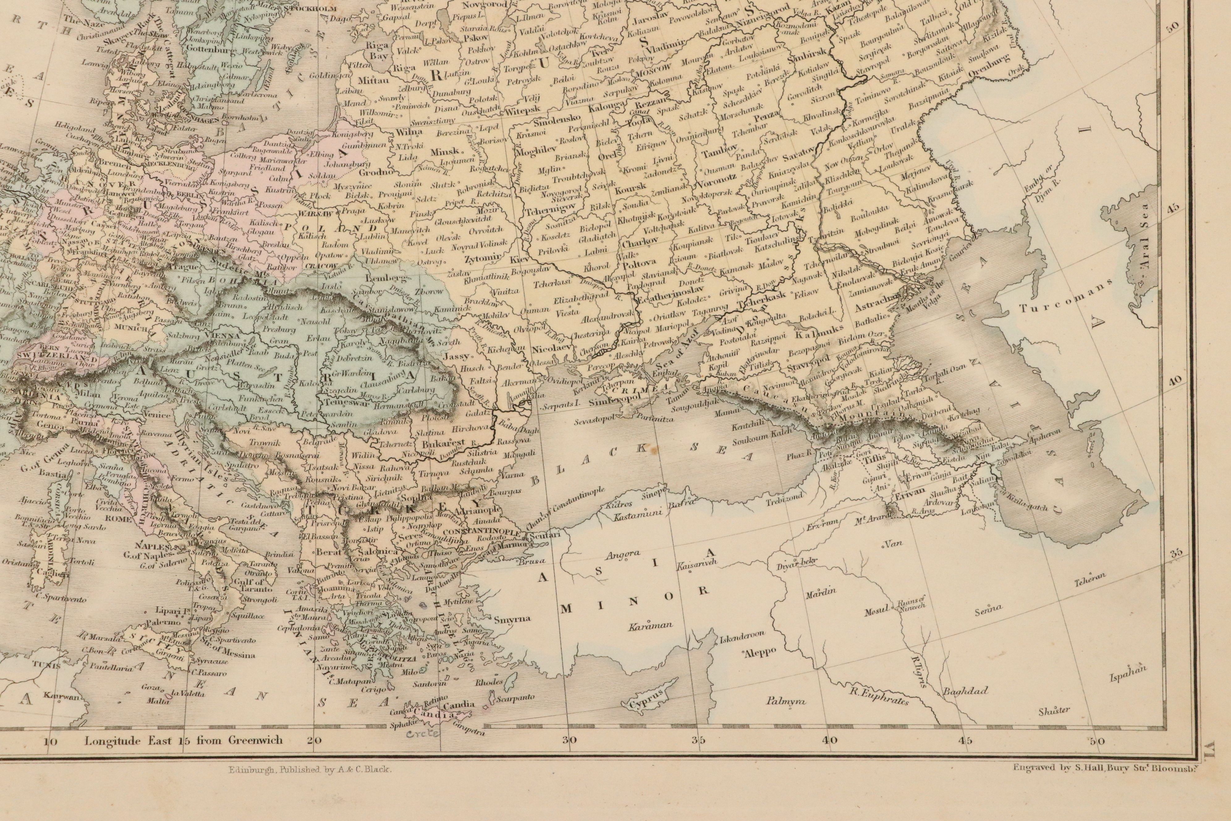 A. & C. Black Edinburgh "Austrian Dominions" with Other Antique European Maps