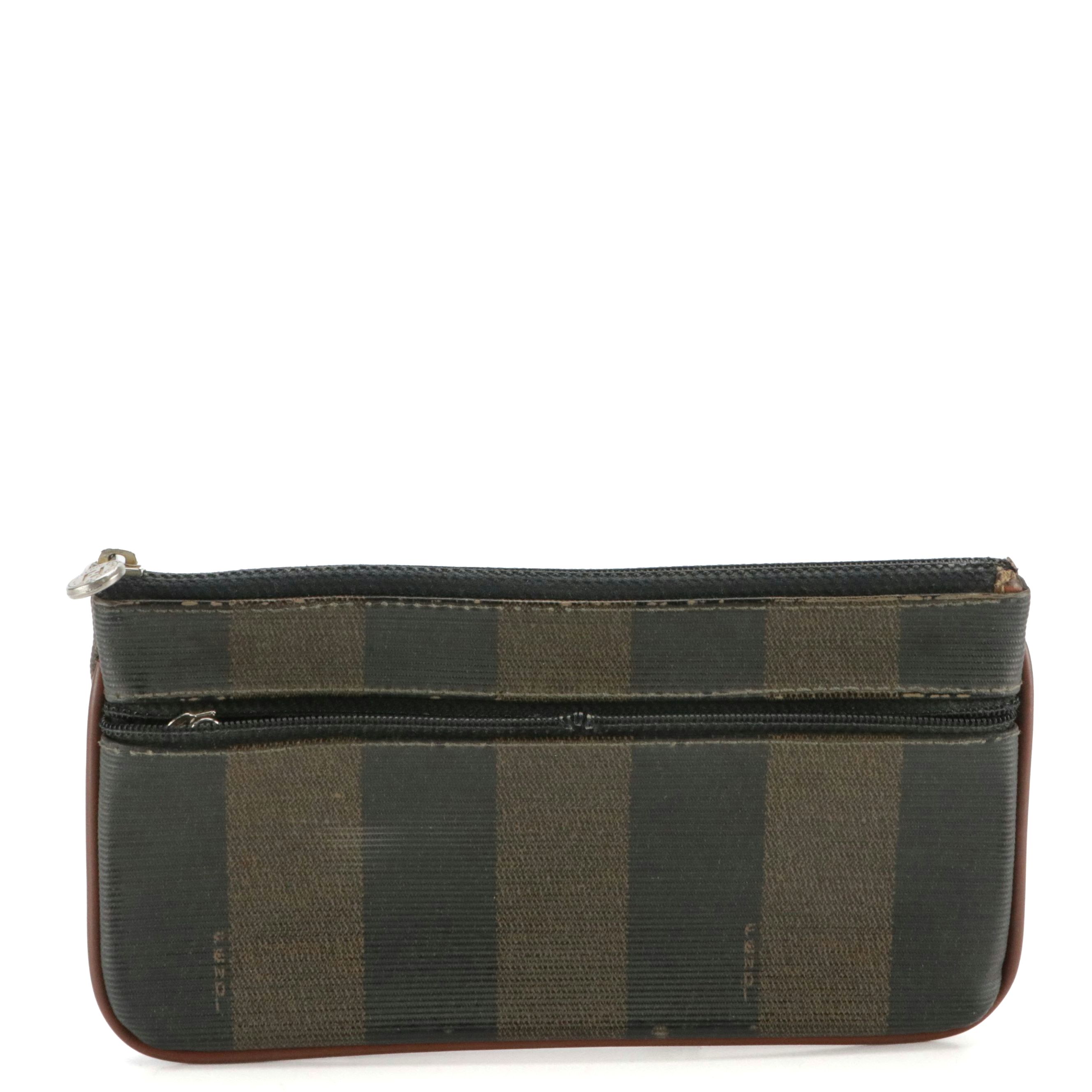 Fendi Zip Pouch Clutch in Pequin Stripe Canvas, Vintage